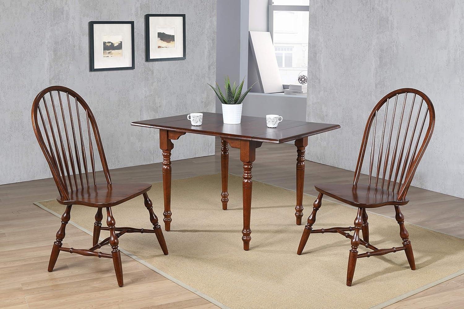 Sunset Trading Andrews Windsor Solid Wood Dining Chairs in Chestnut (Set of 2)