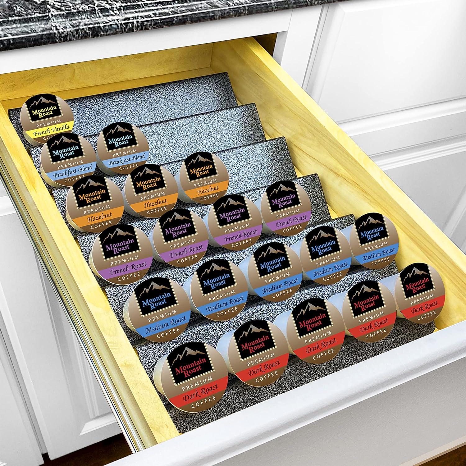 LYNK PROFESSIONAL 10-3/16" Wide K-Cup Coffee Pod Drawer Organizer for Kitchen Cabinets, Silver Metallic