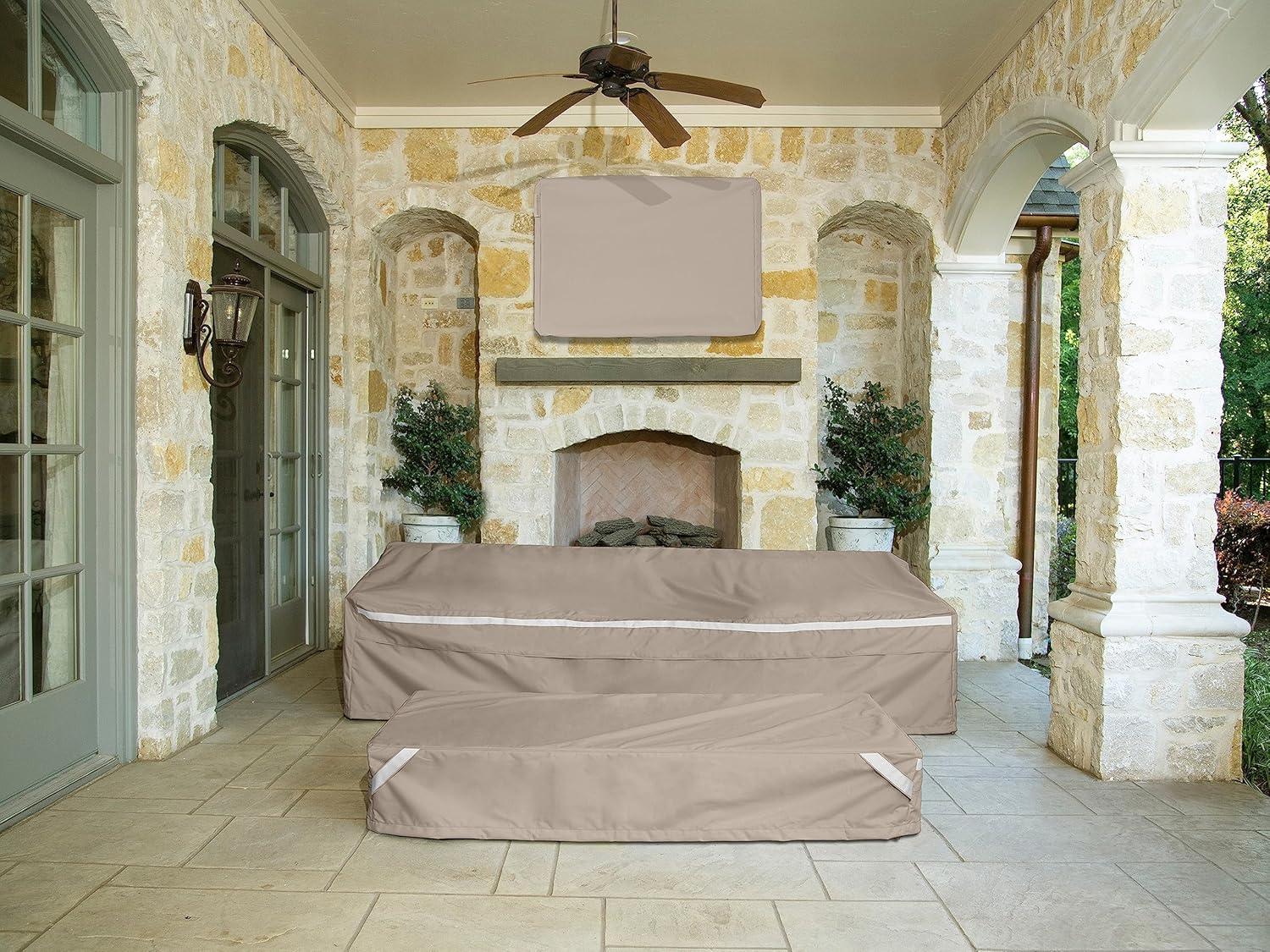 Covermates Outdoor Patio Sofa Cover - Premium Polyester, Weather Resistant, Drawcord Hem, Seating and Chair Covers, 123W x 34D x 34H, Clay