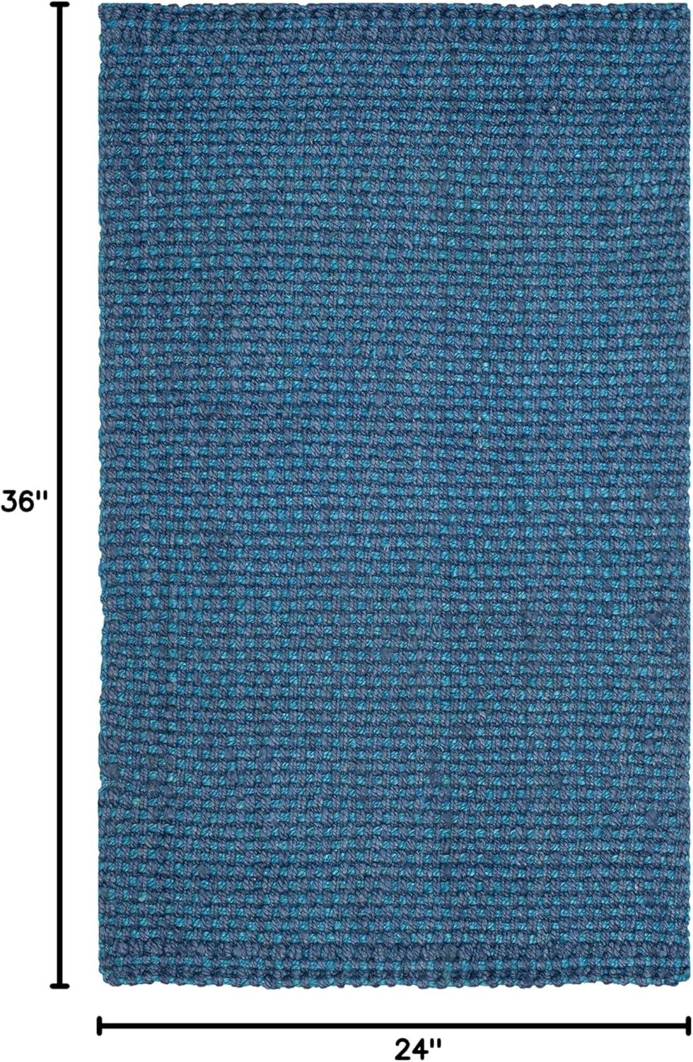 Hand-Knotted Blue Jute Rectangular Rug, 6' x 9'