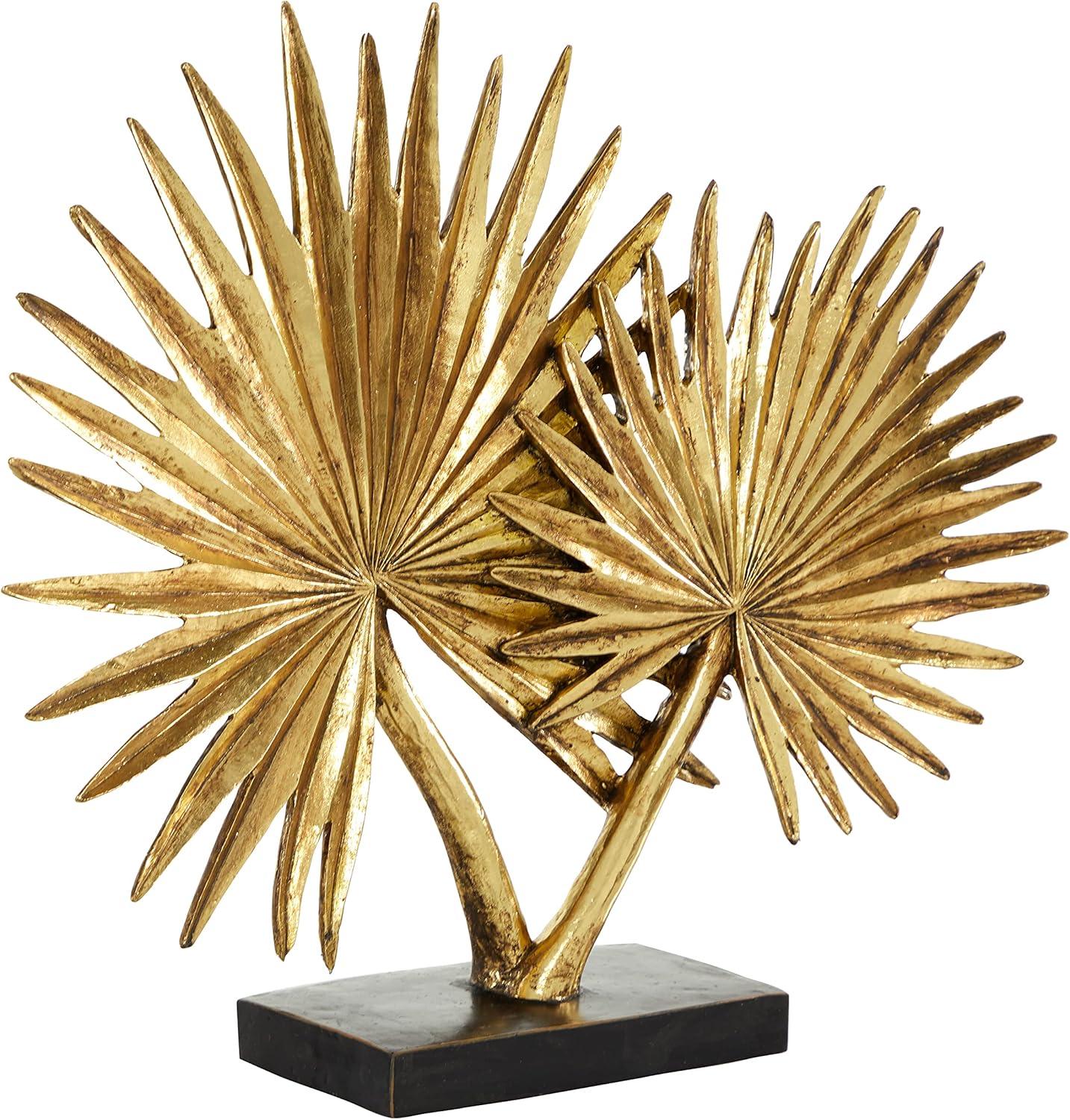 Deco 79 Polystone Leaf Palm Sculpture, 19" x 4" x 16", Gold