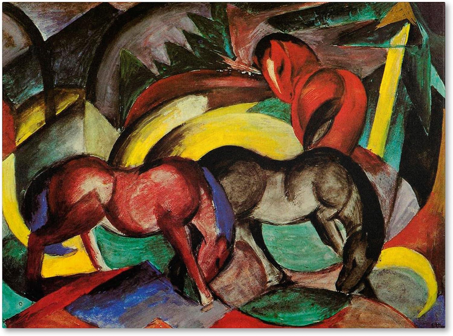 Trademark Fine Art " Three Horses 1912 " by Franz Marc