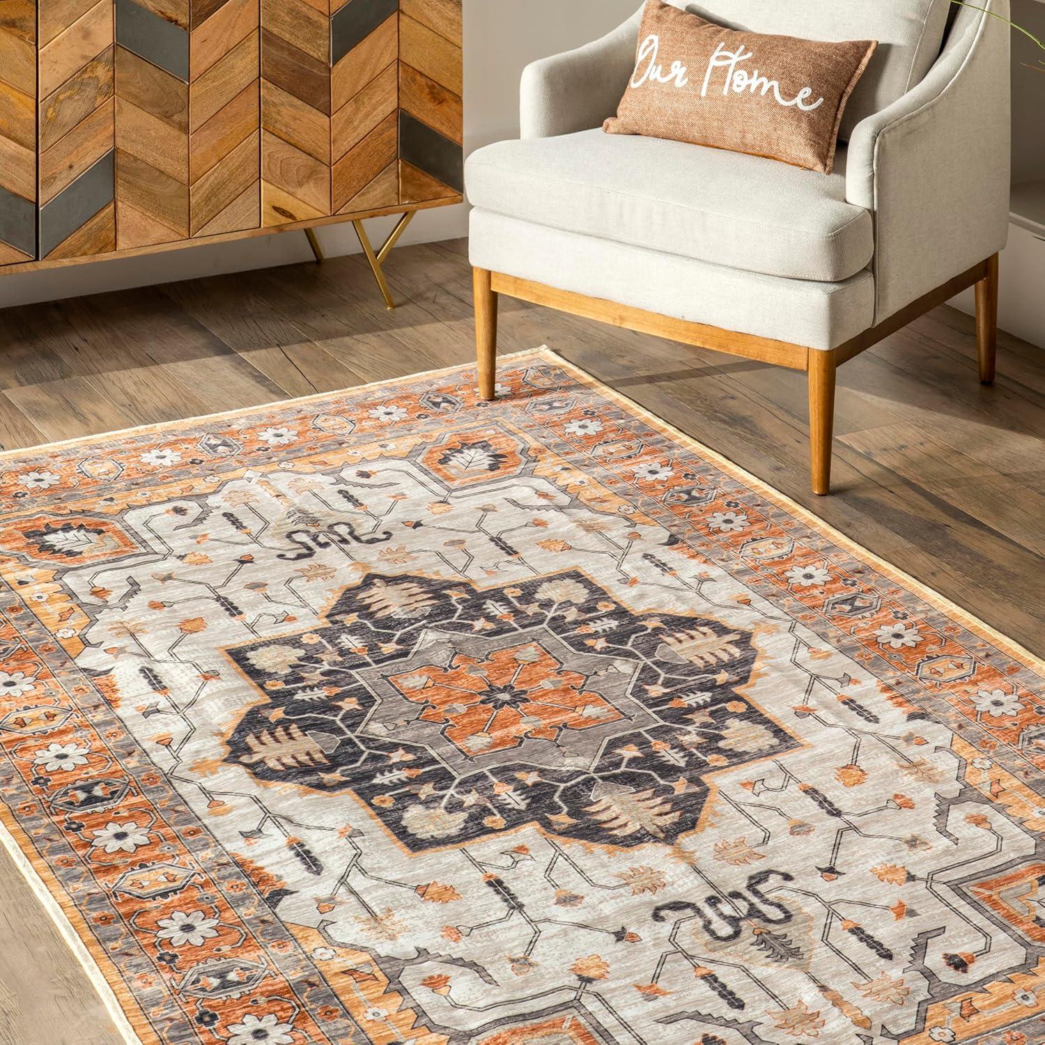 Nuloom Cira Traditional Vintage Machine Washable Indoor Area Rug