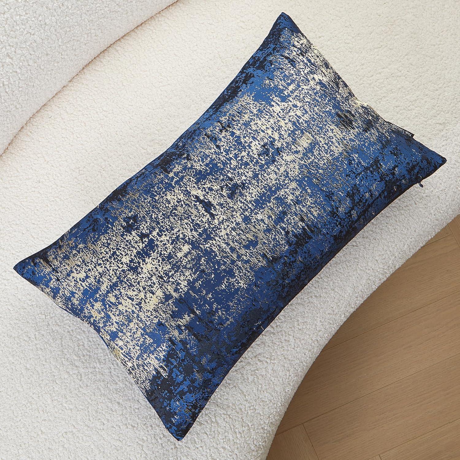 THE-TINOART Glam Jacquard & Velvet Throw Square Accent Pillow Cover 20"x20" 1Piece