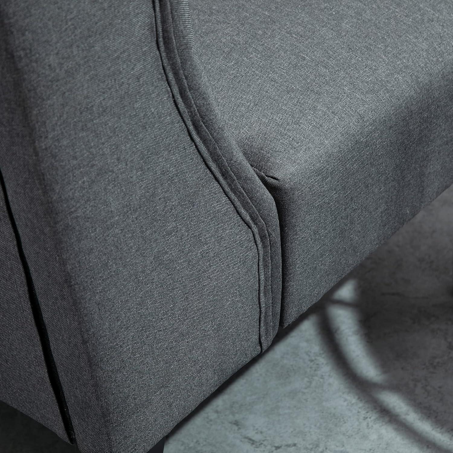 HOMCOM Linen Fabric Upholstery Double Sofa Tufted Loveseat Armless Couch Living Room Furniture with Wood Legs