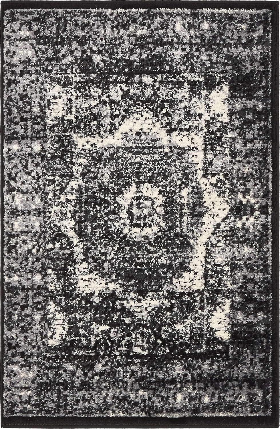 Unique Loom Imperial Collection Area Rug - Lygos (2' x 3' 1" Rectangle Light Gray/Black)