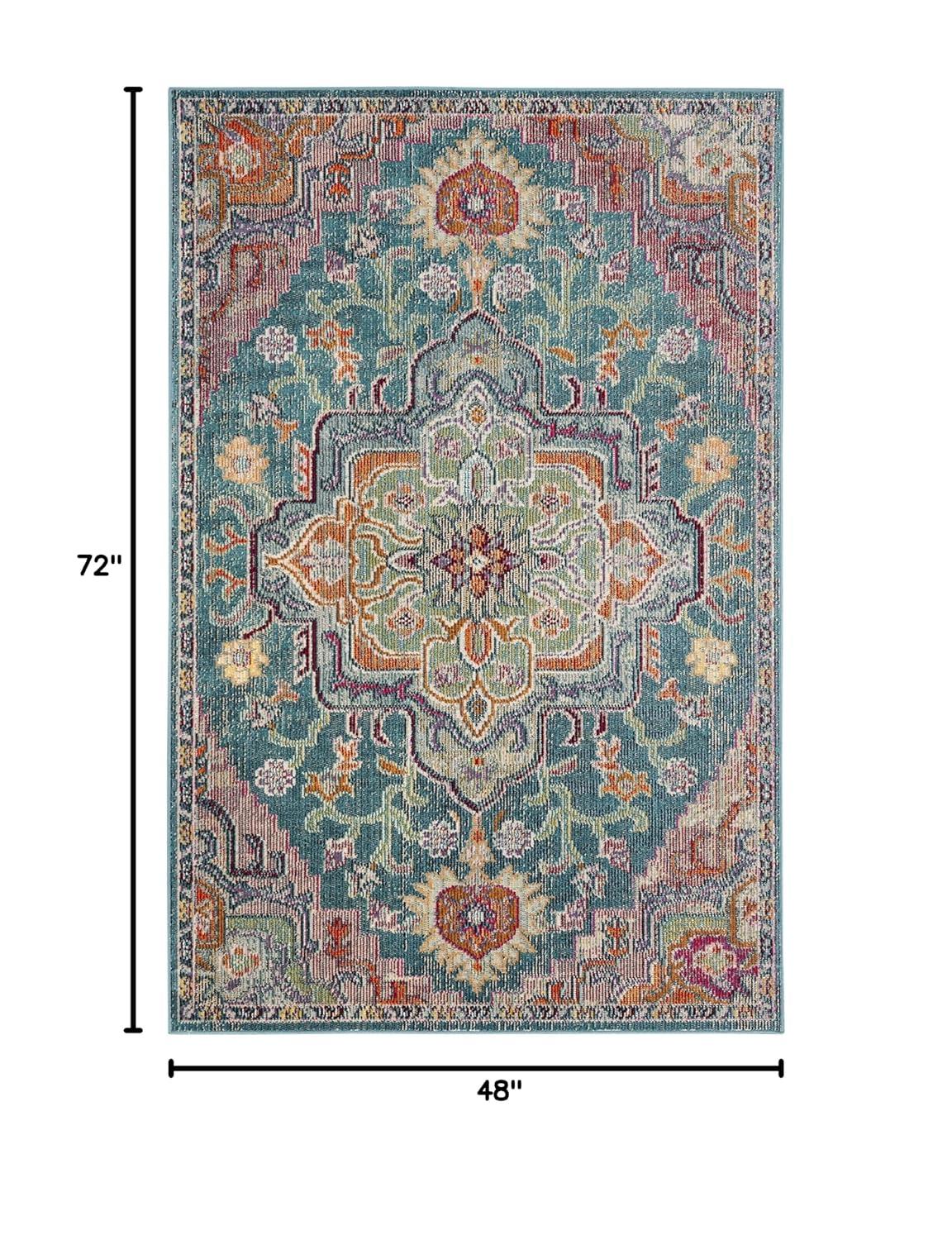 Crystal CRS501 Loomed Indoor Area Rug - Teal/Rose - 4'x6' - Safavieh