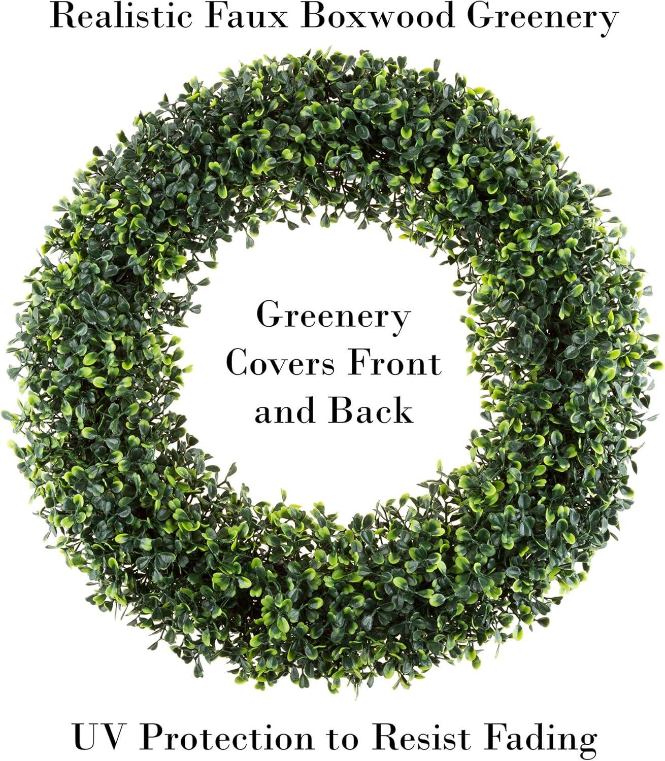 19.5-Inch Artificial Boxwood Wreath for Front Door Home Decor by Pure Garden