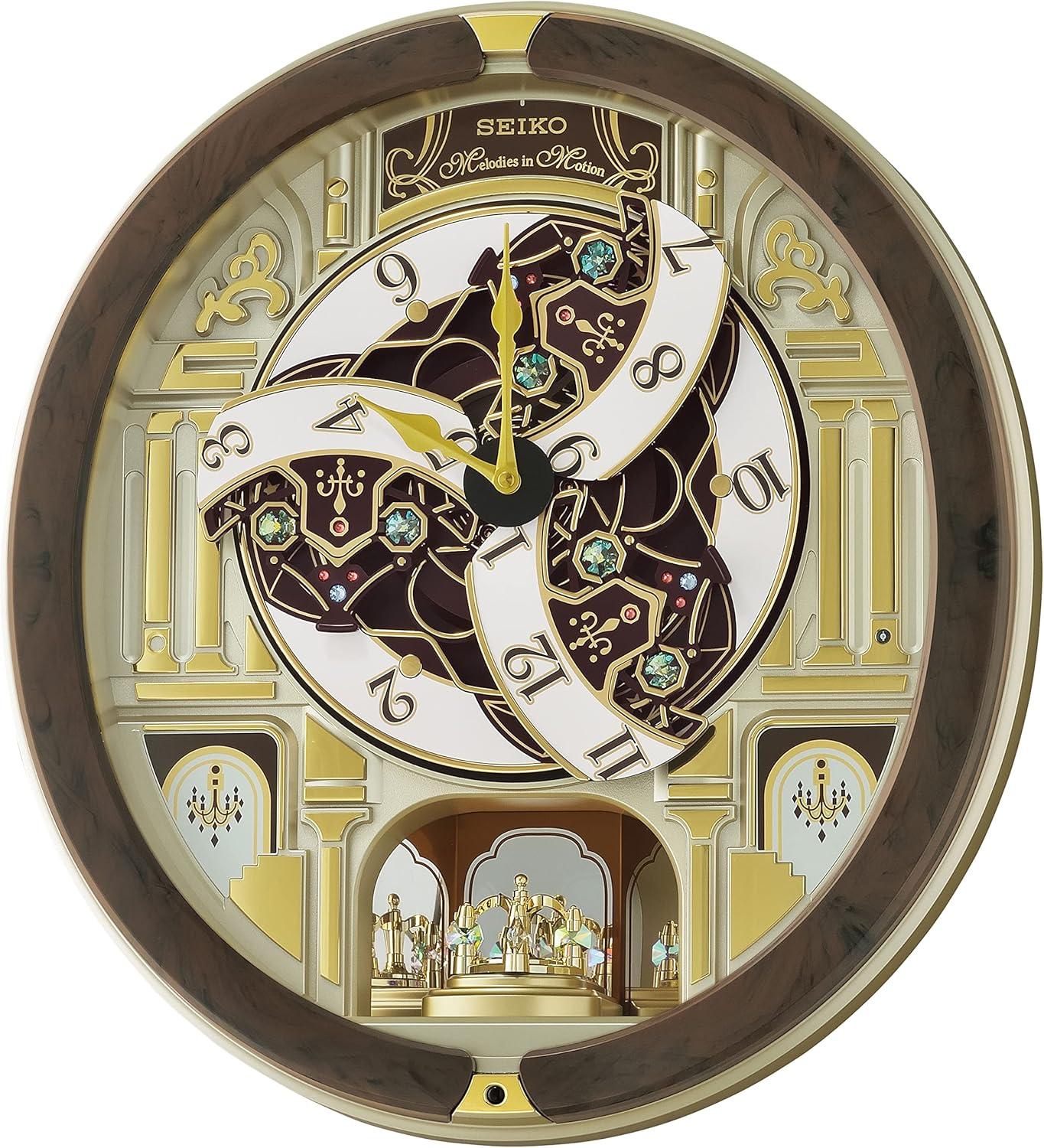 Seiko Melodies in Motion Wall Clock, Golden Chandelier