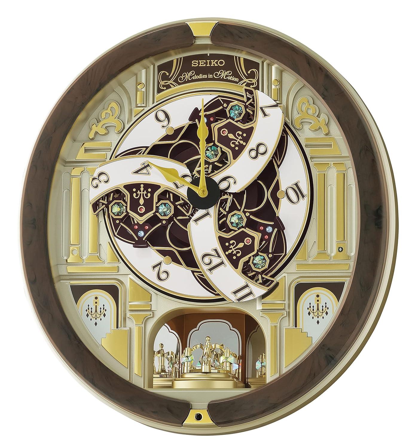 Seiko Melodies in Motion Wall Clock, Golden Chandelier