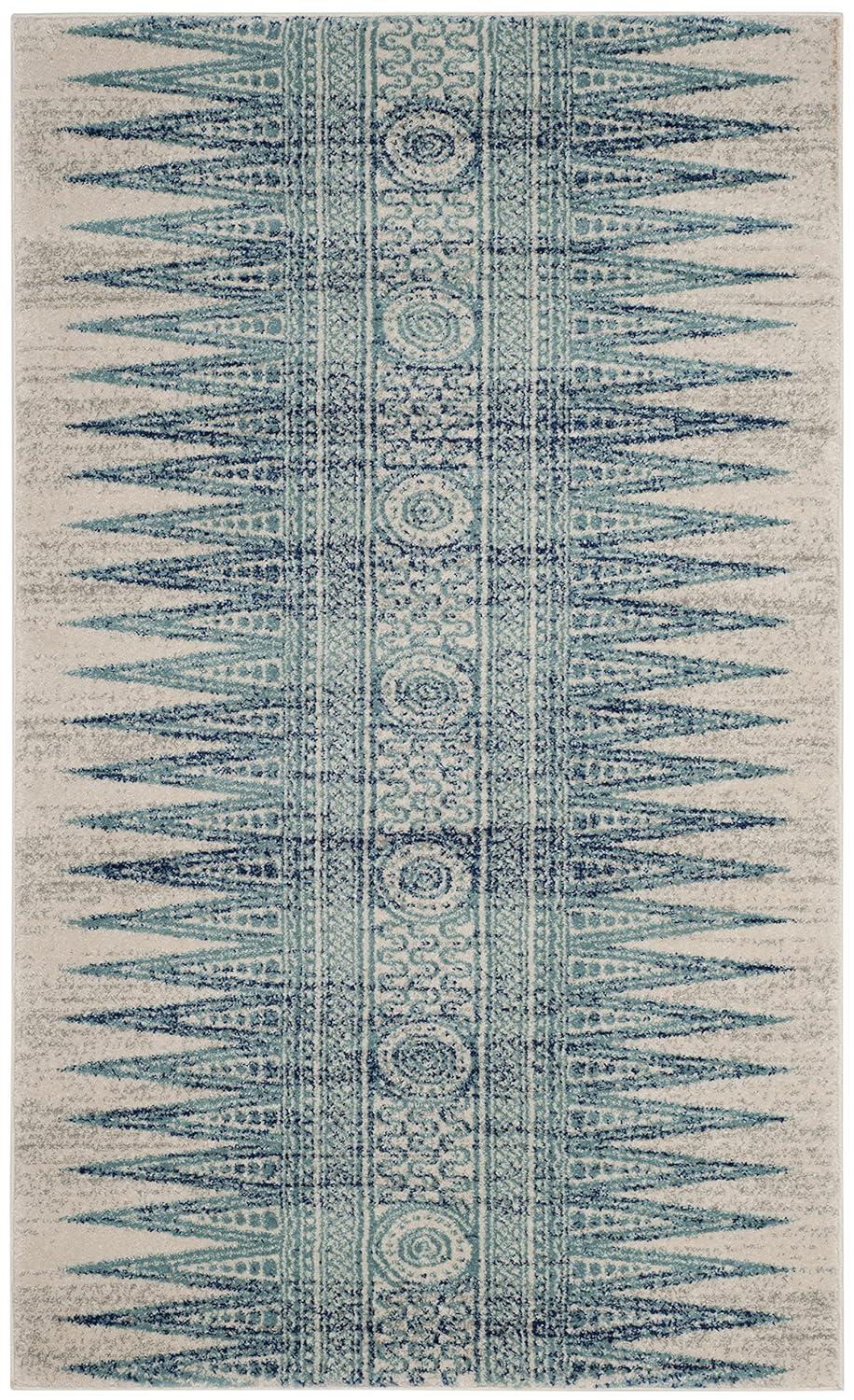 Evoke EVK226 Power Loomed Indoor Accent Rug - Ivory/Turquoise - 3'x5' - Safavieh