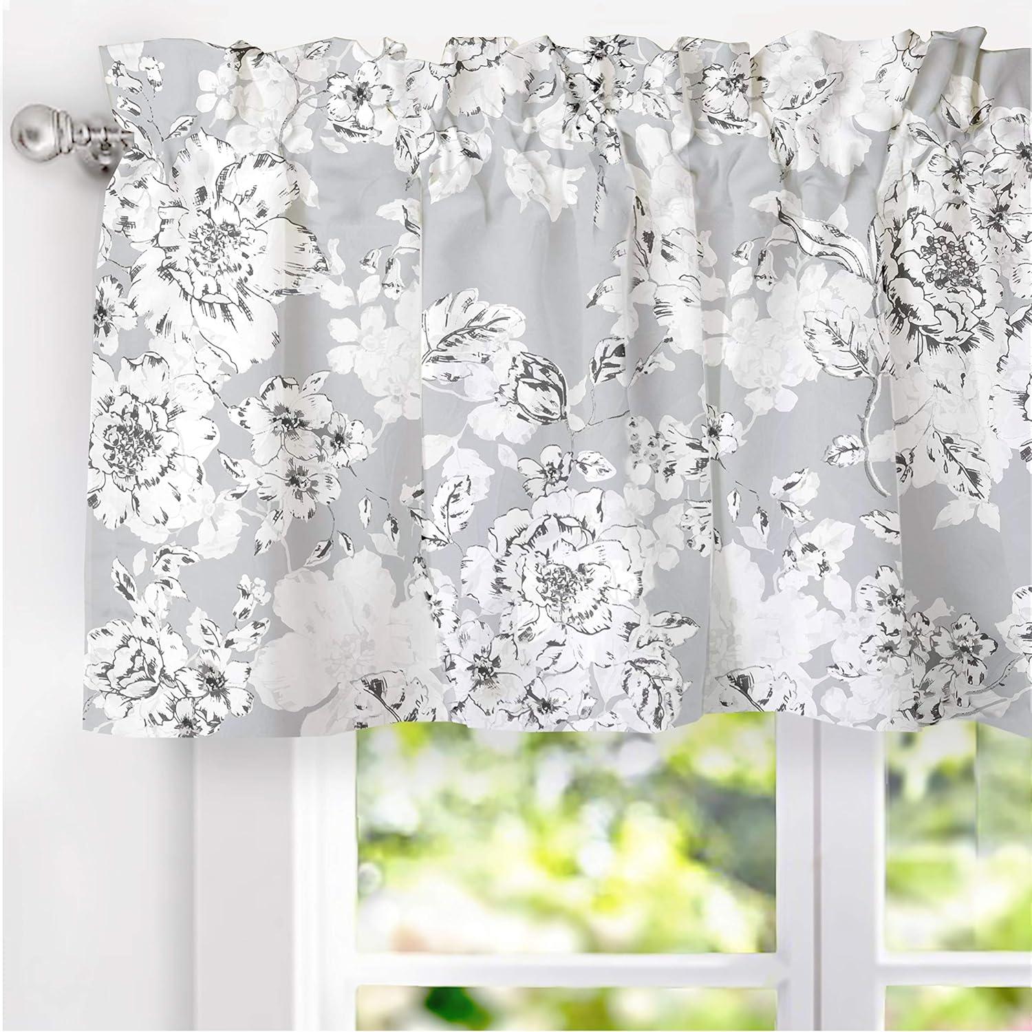 DriftAway Classic Collection Floral Rod Pocket Room Darkening Valances, 52" x 18"