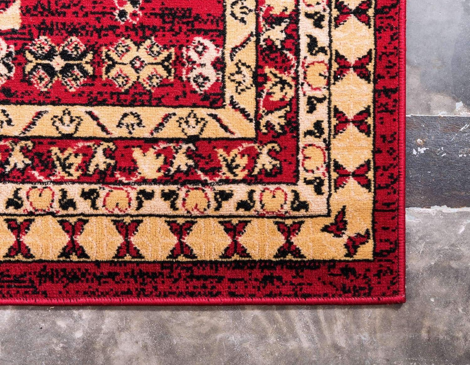 Handmade Red Synthetic Rectangular Stain-resistant Rug