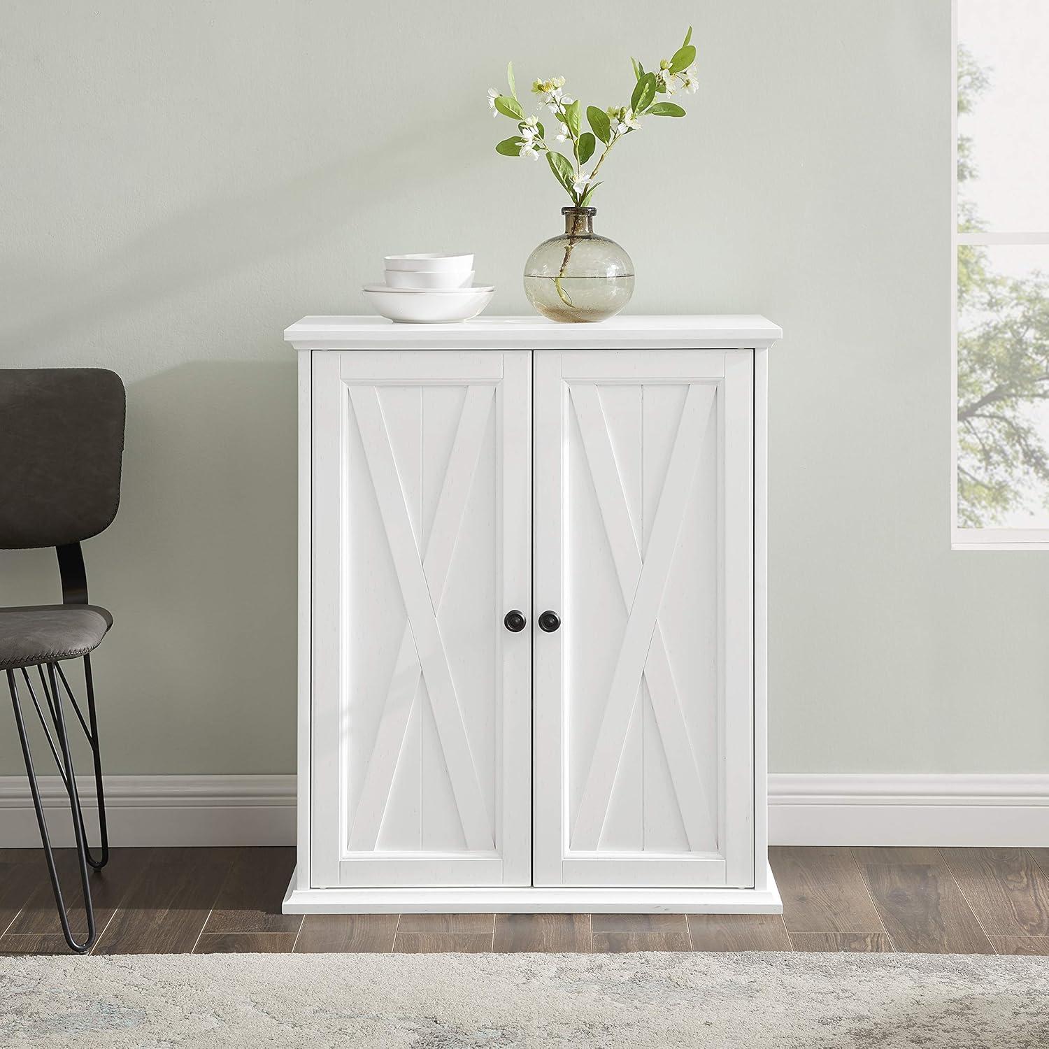 Crosley Clifton Stackable Pantry White: Farmhouse Style, Wood Veneer, Adjustable Shelves, Anti-Tip Hardware