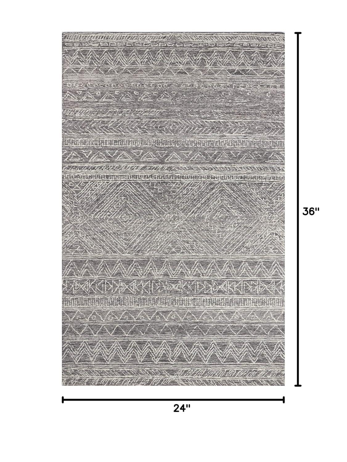 2'x3' Mallorca Paityn Accent Rug Gray - Momeni: Modern Geometric Wool, Low Pile, Handmade, Indoor Use, 1-Year Warranty