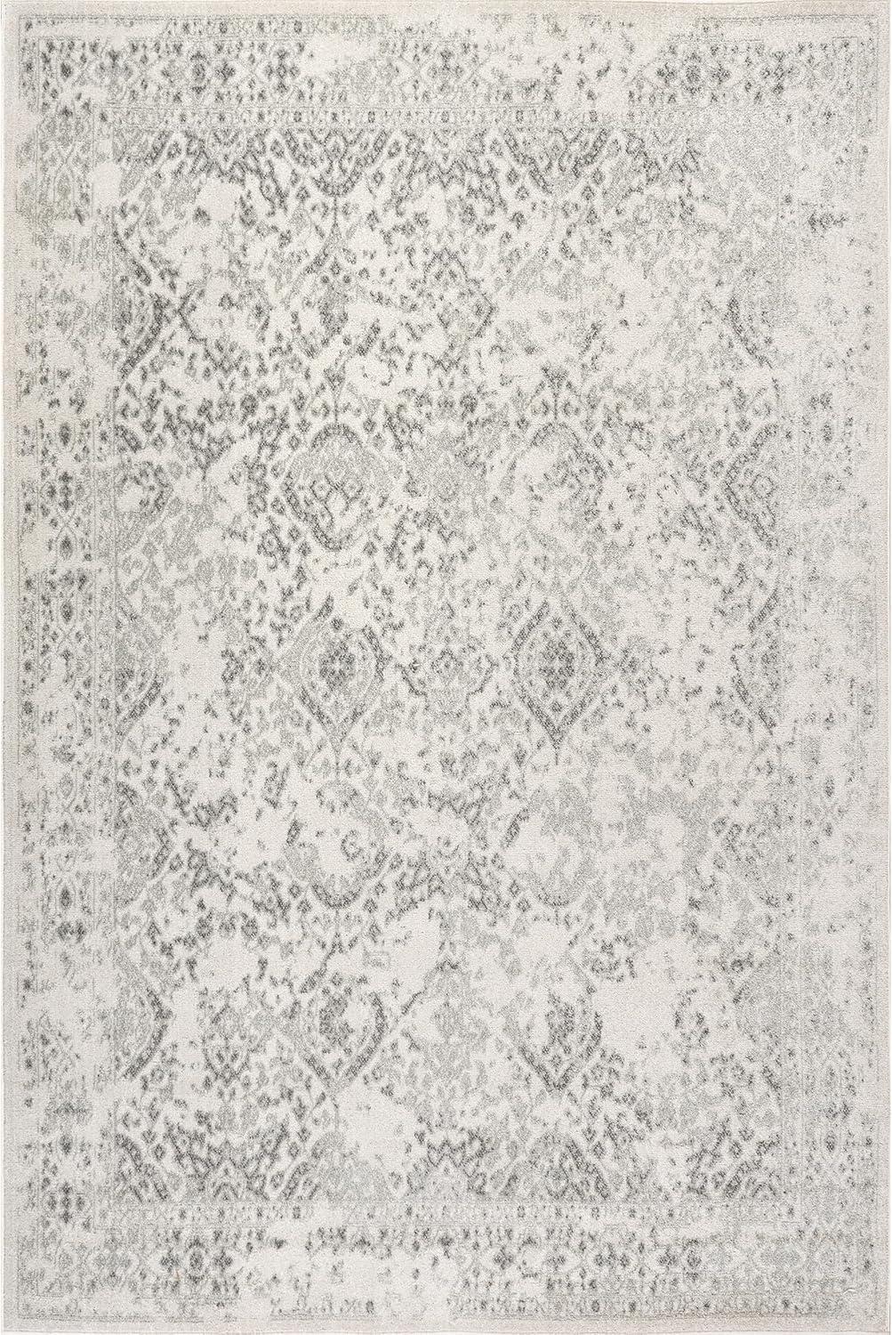 Ivory Synthetic Easy-Care Rectangular Vintage Area Rug