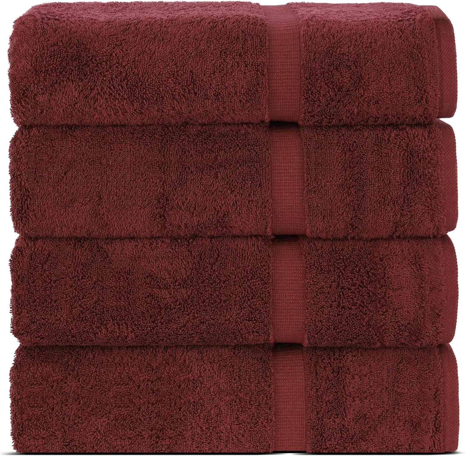 Cranberry Turkish Cotton 4-Piece Bath Towel Set