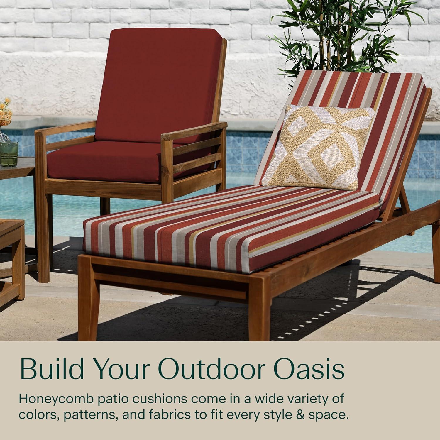 Honeycomb Outdoor Chaise Lounge Cushion - Stripe Brick