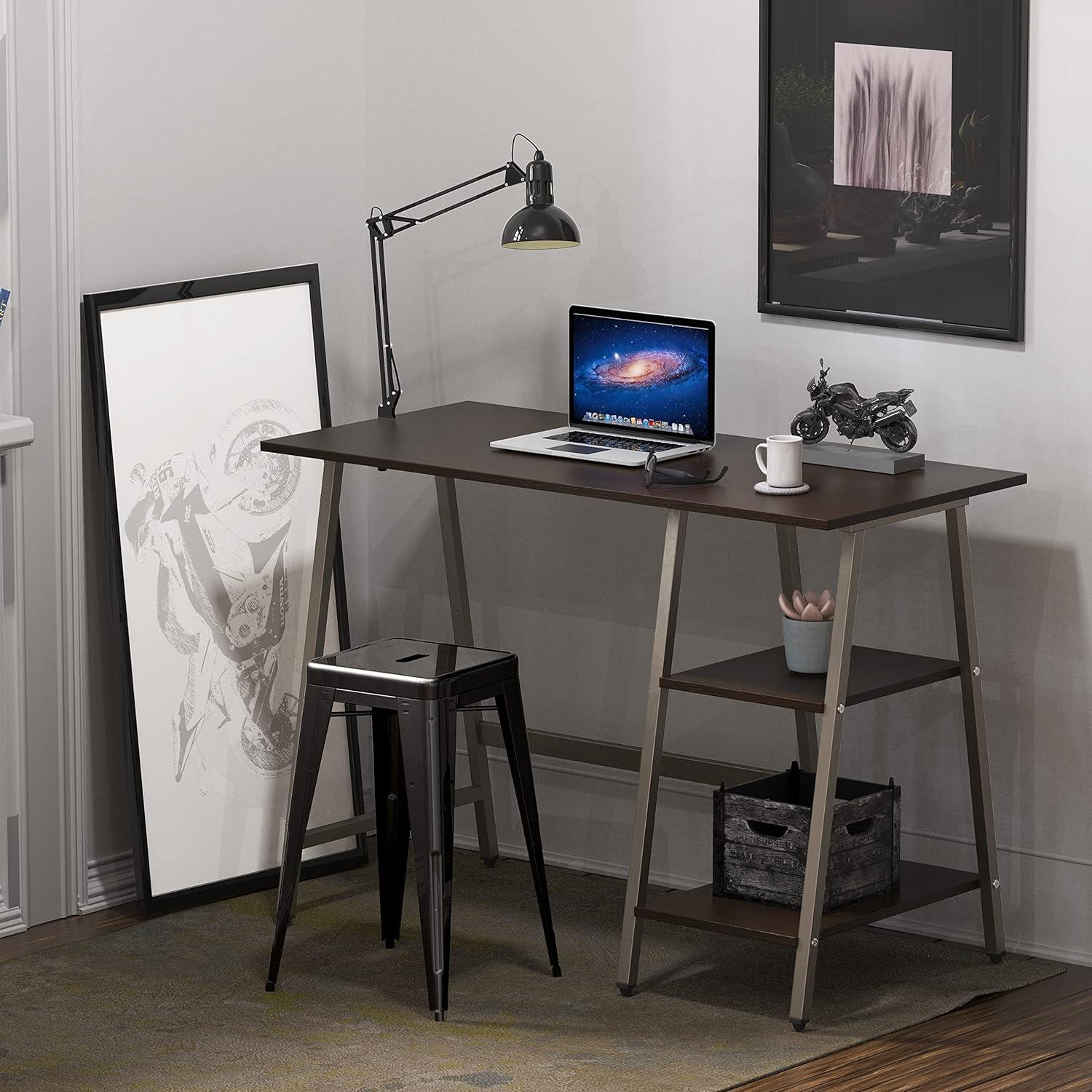 SHW Trestle 43-Inch Home Office Computer Desk, Espresso