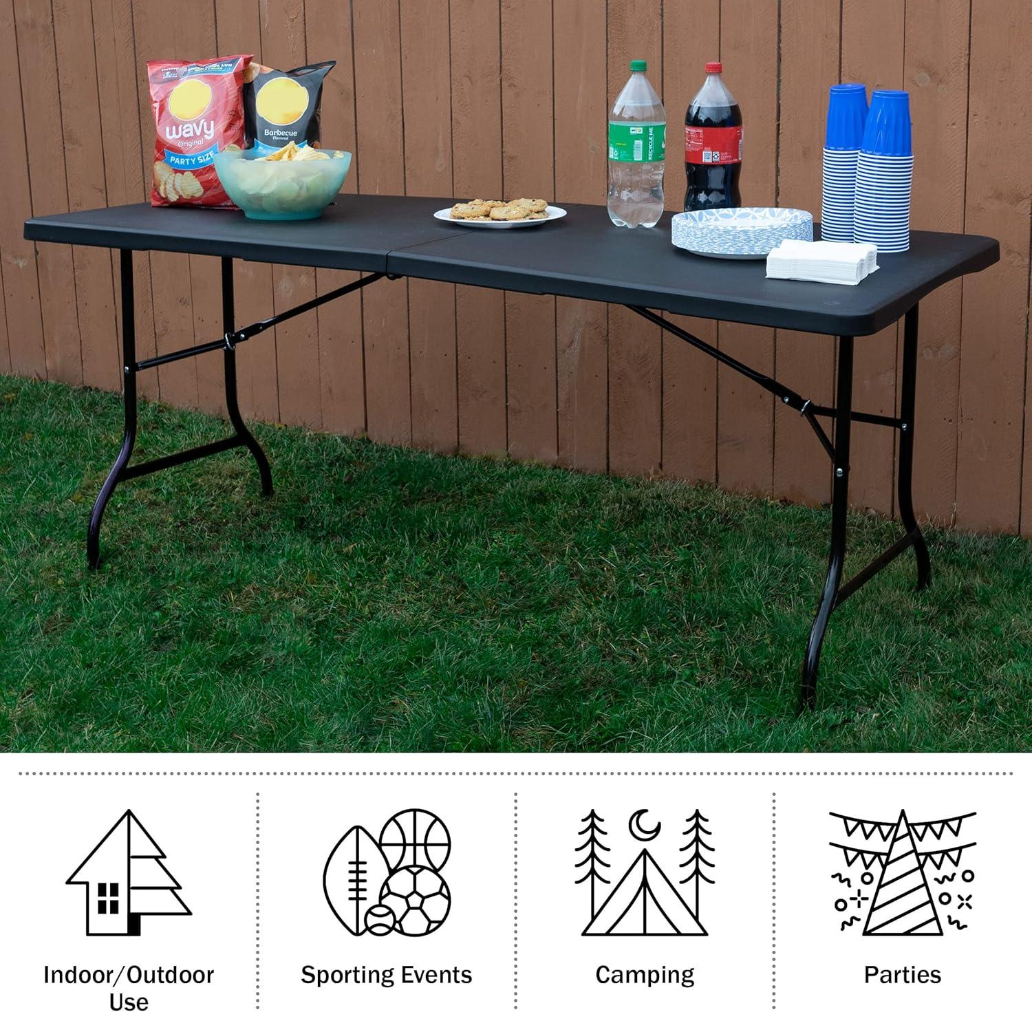 Hasting Home Adjustable Folding Table - Plastic Utility Tabletop