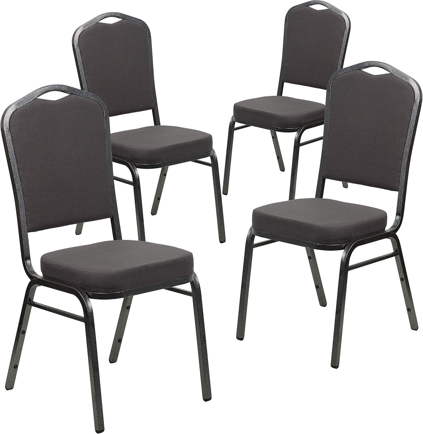 Hercules Series Stacking Banquet Event Chairs with Padded Seats, Set of 4, Gray