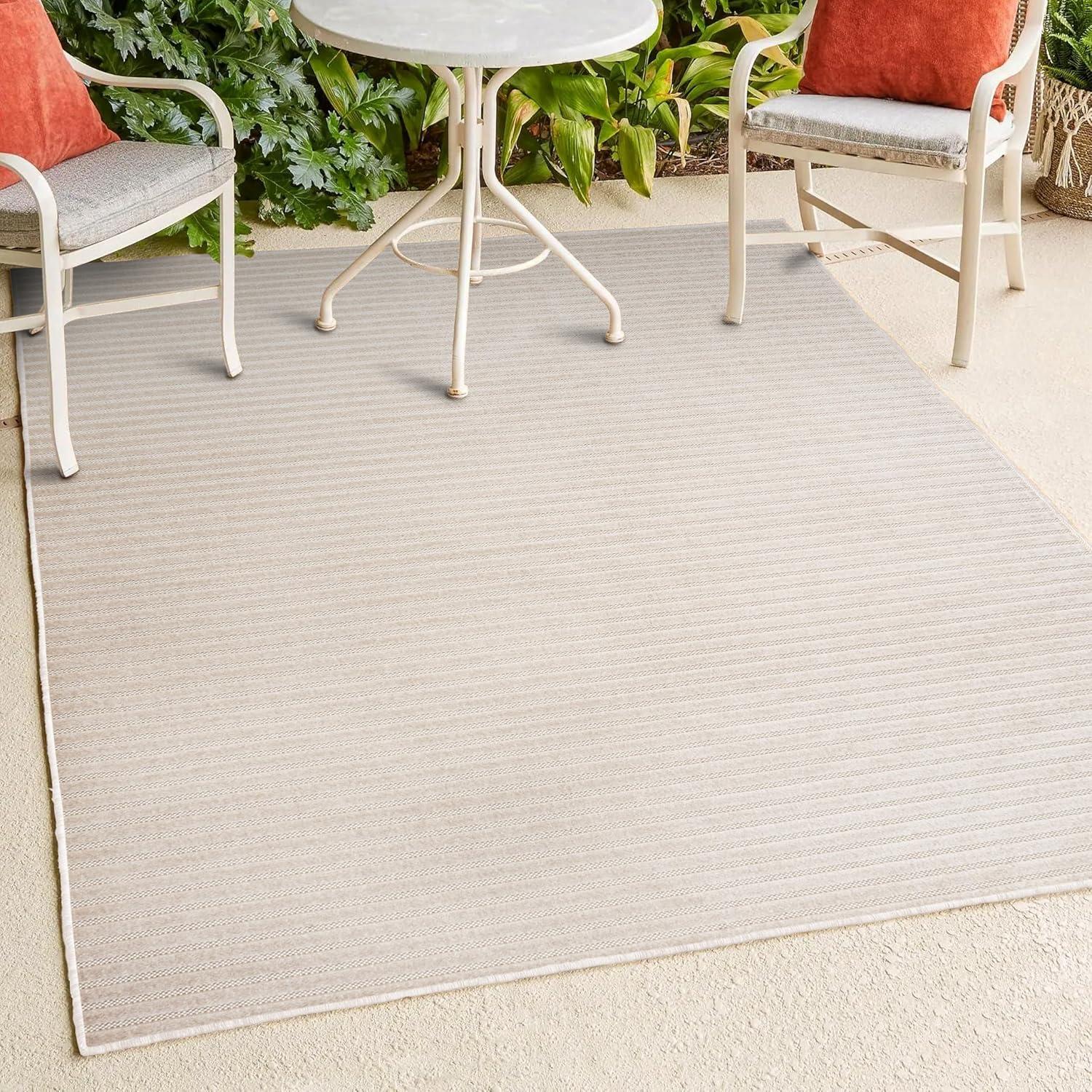 JONATHAN Y Aarhus High-Low Minimalist Scandi Striped Indoor/Outdoor Area Rug