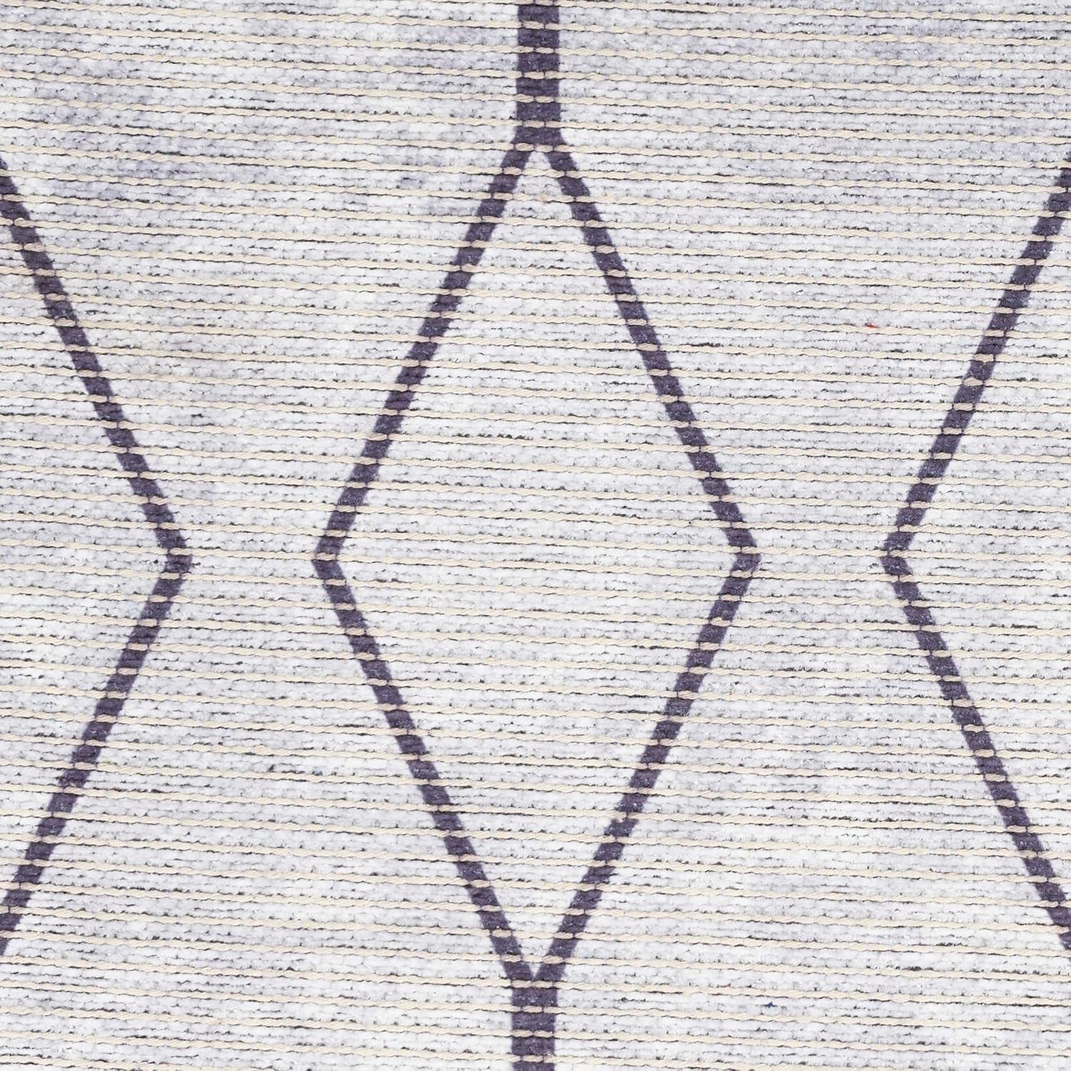 Pymble Geometric Machine Washable Area Rug in Ivory/Grey