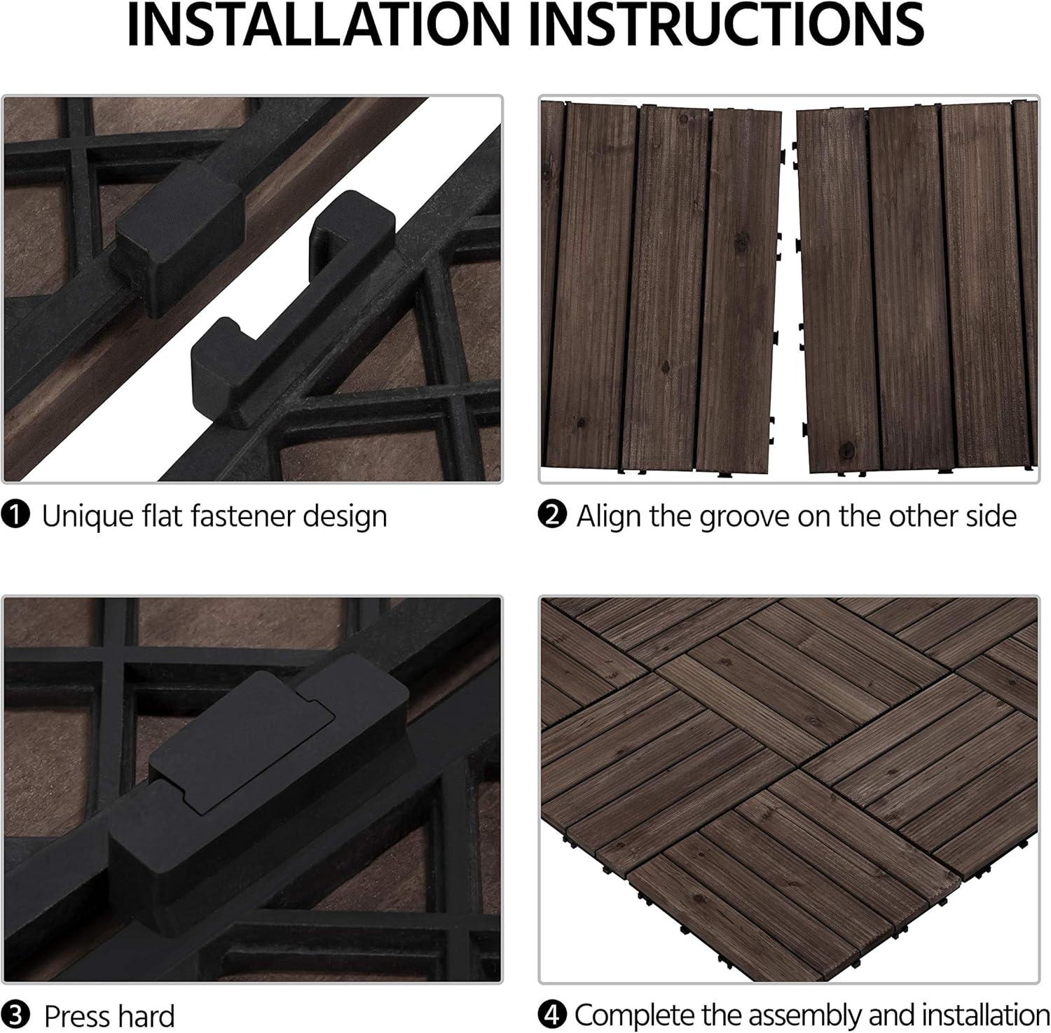 Yaheetech  27pcs 12"x12" Tiles for Patio Garden for  Indoor & Outdoor Black