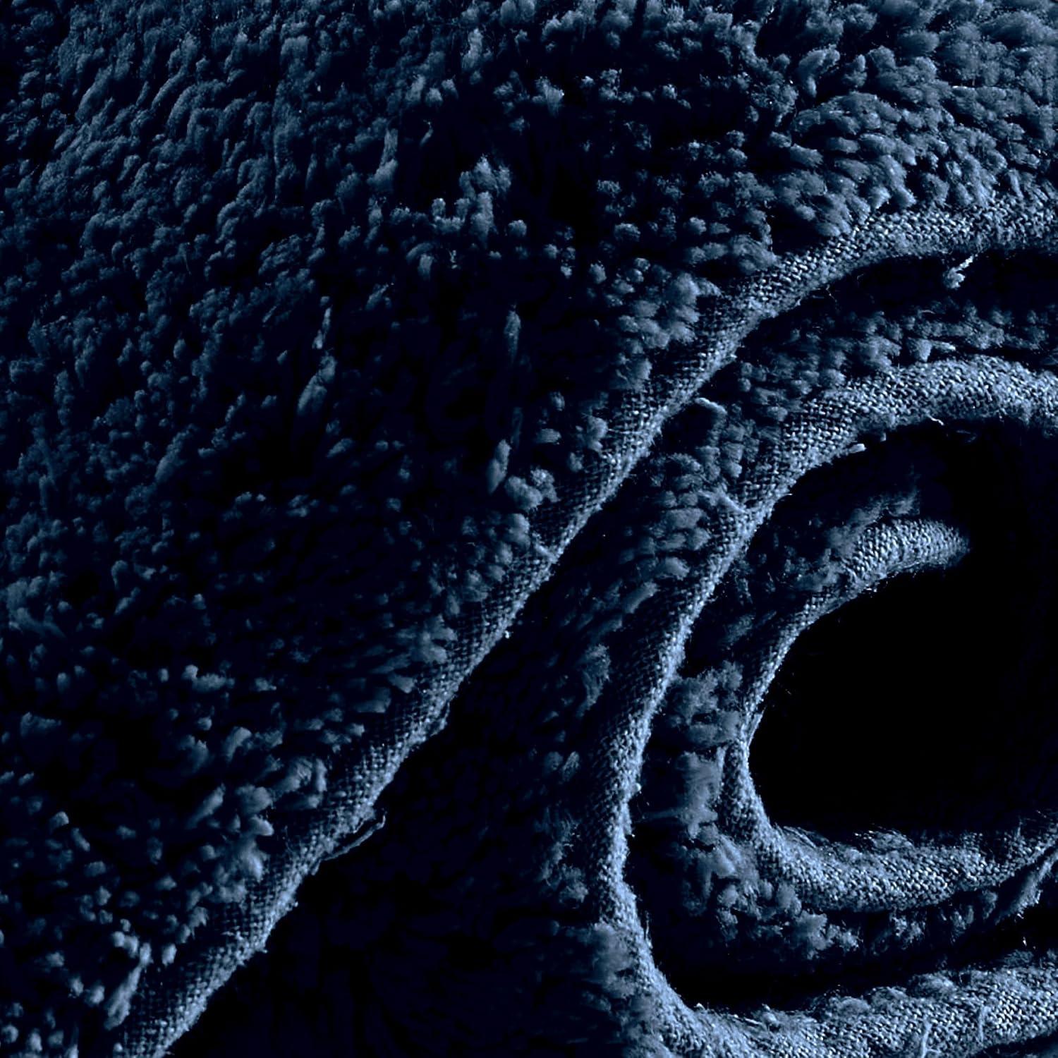 Creative Home Ideas Cotton 2-Piece Bath Rug Set - Soft Cotton Bath Mat - Bathroom Decor - Water Absorbent and Machine Washable - Measures 20"x32" - His & Hers - Navy