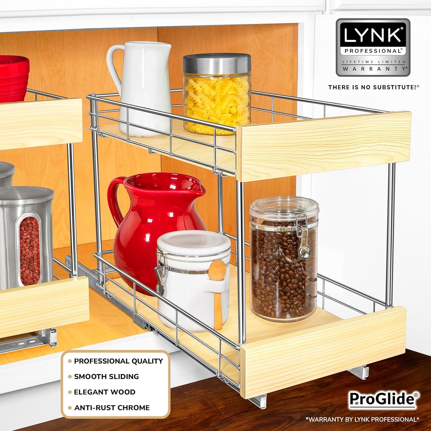 LYNK PROFESSIONAL LYNK PROFESSIONAL® SELECT Pull Out Cabinet Organizer (2 Tier) Slide Out Drawers for Kitchen, Wood