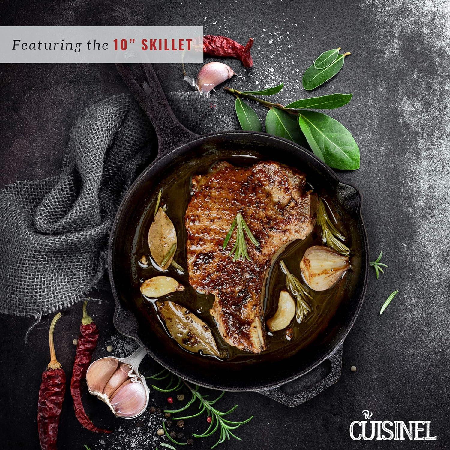 Cuisinel Cast Iron Cookware Set - Complete Pre-Seasoned Kit