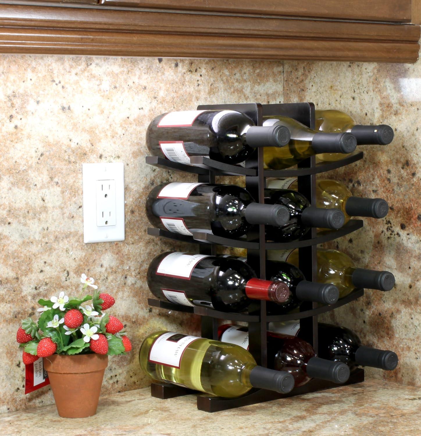 Oceanstar 12-Bottle Dark Espresso  Wine Rack