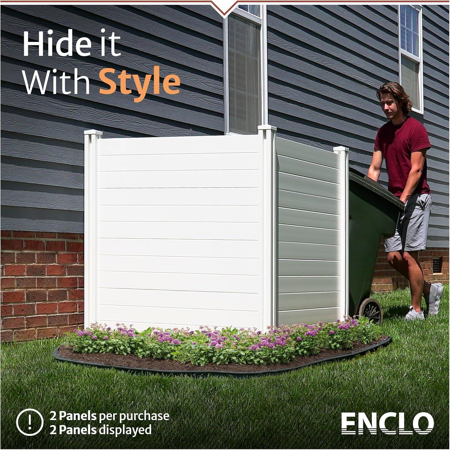 4ft H x 4ft W (2 Panels) No Dig Enclo Premium White Vinyl Privacy Screen, Outdoor Privacy Panels, Use As Air Conditioner Fence, Trash Can Enclosure, Pool Equipment Enclosure, ZP19014