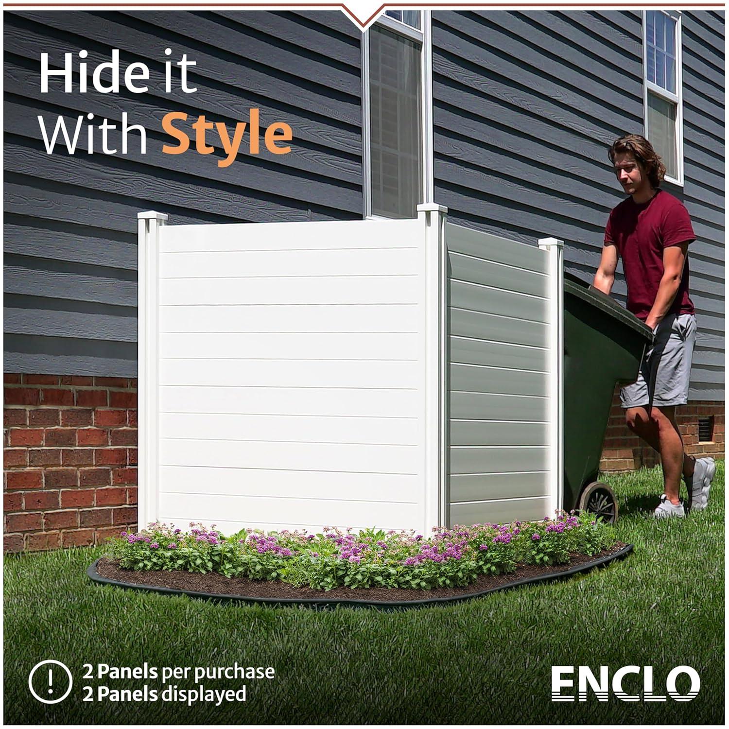 4ft H x 4ft W (2 Panels) No Dig Enclo Premium White Vinyl Privacy Screen, Outdoor Privacy Panels, Use As Air Conditioner Fence, Trash Can Enclosure, Pool Equipment Enclosure, ZP19014