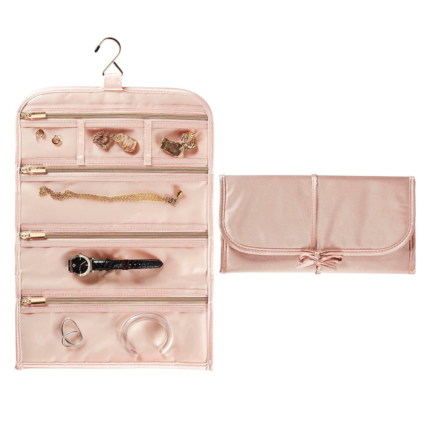 Travel Smart by Conair Travel Jewelry Organizer with 6 Zippered Pockets, Pink