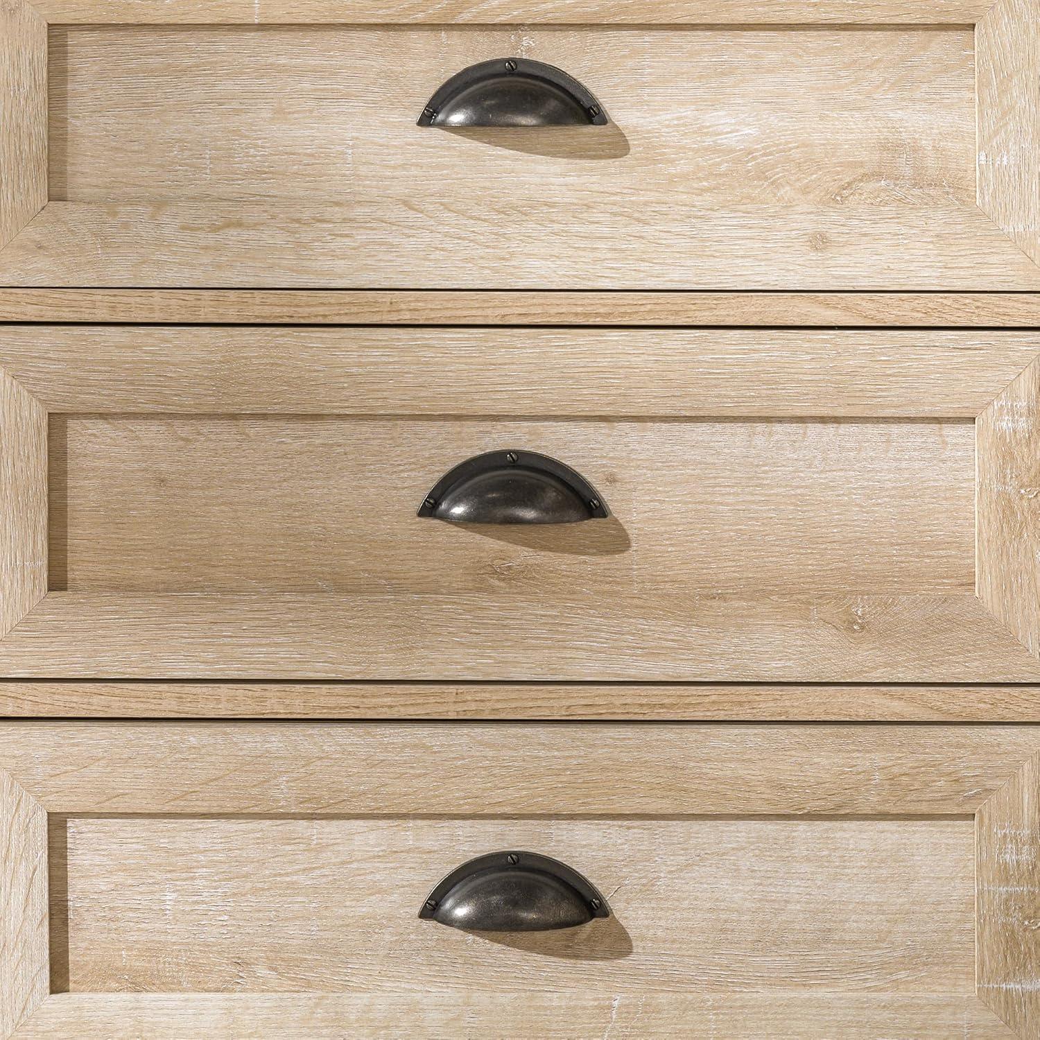 Fontella Transitional 3 Drawer Nightstand White Oak - Saracina Home: Farmhouse Style, MDF, Storage Solution