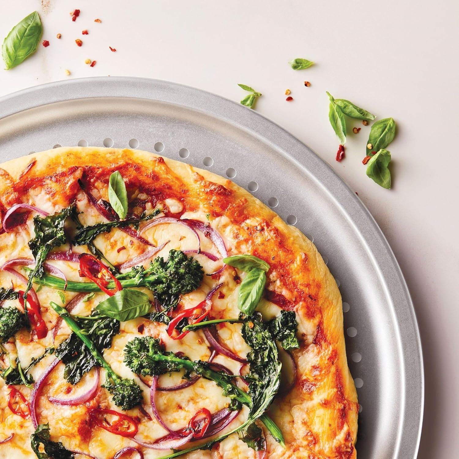 Anolon Anolon Pro-Bake Bakeware Aluminized Steel Perforated Pizza Pan, 14 Inch, Silver