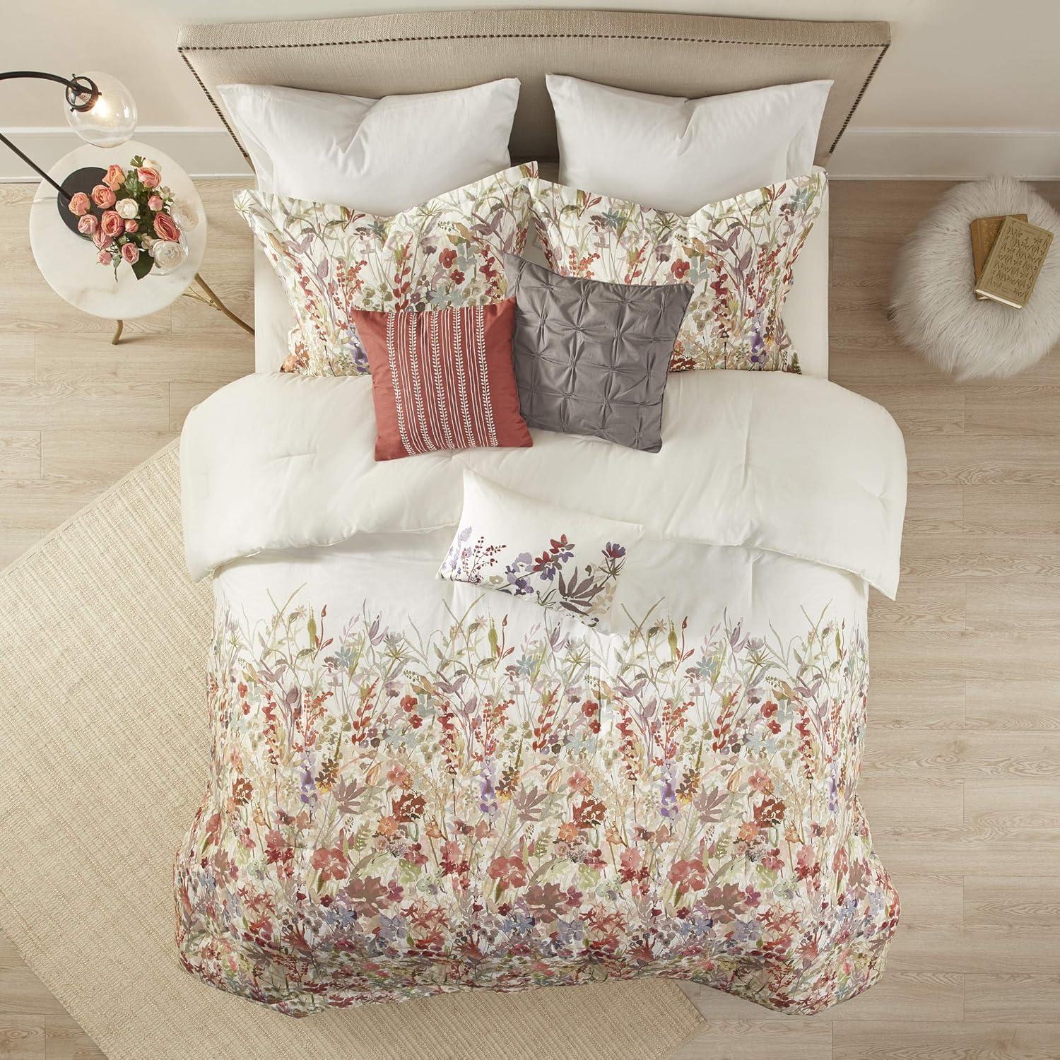 Mariana 7 Piece Cotton Watercolor Floral Comforter Set