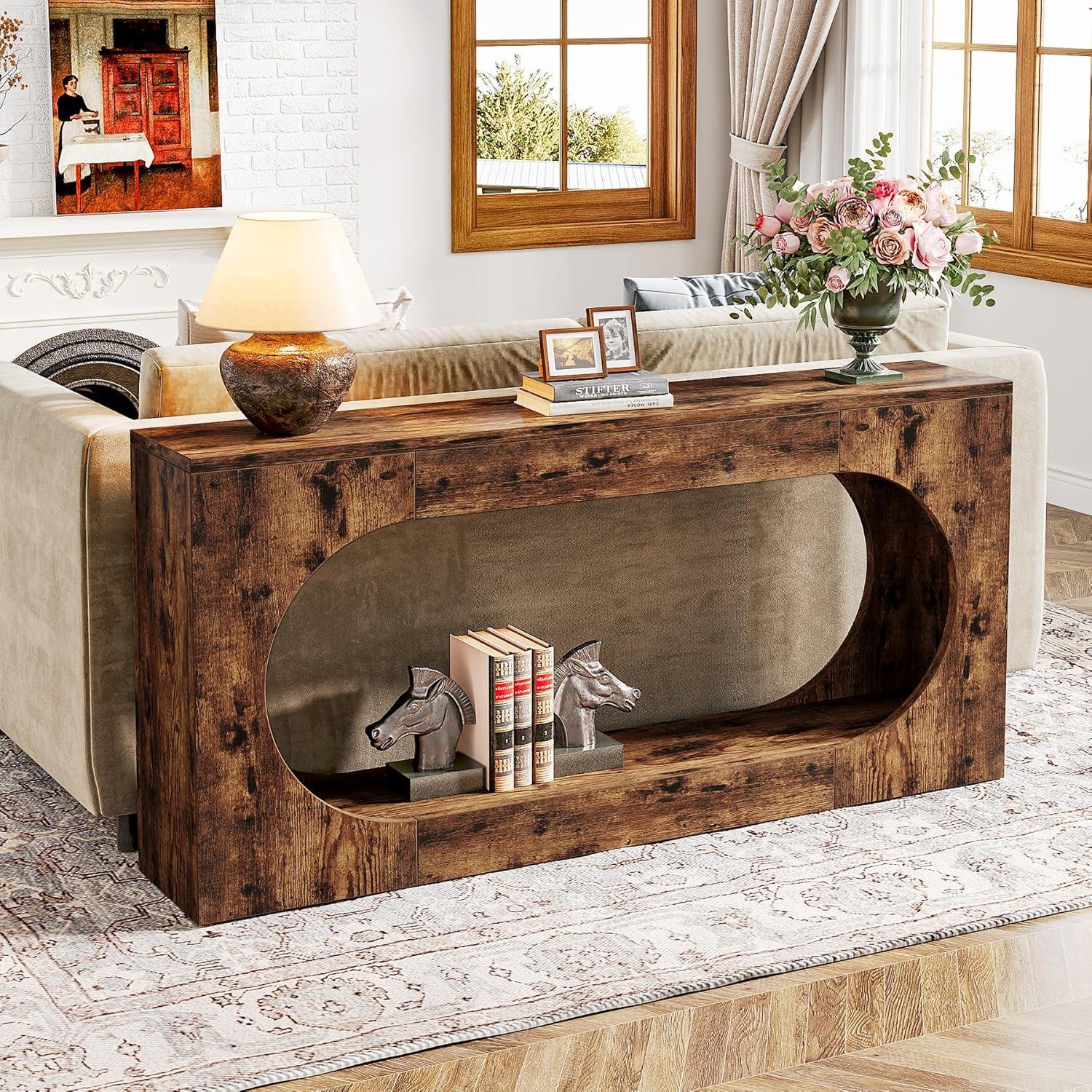 Millwood Pines 63-Inch Console Table,Narrow Sofa Table Behind Couch