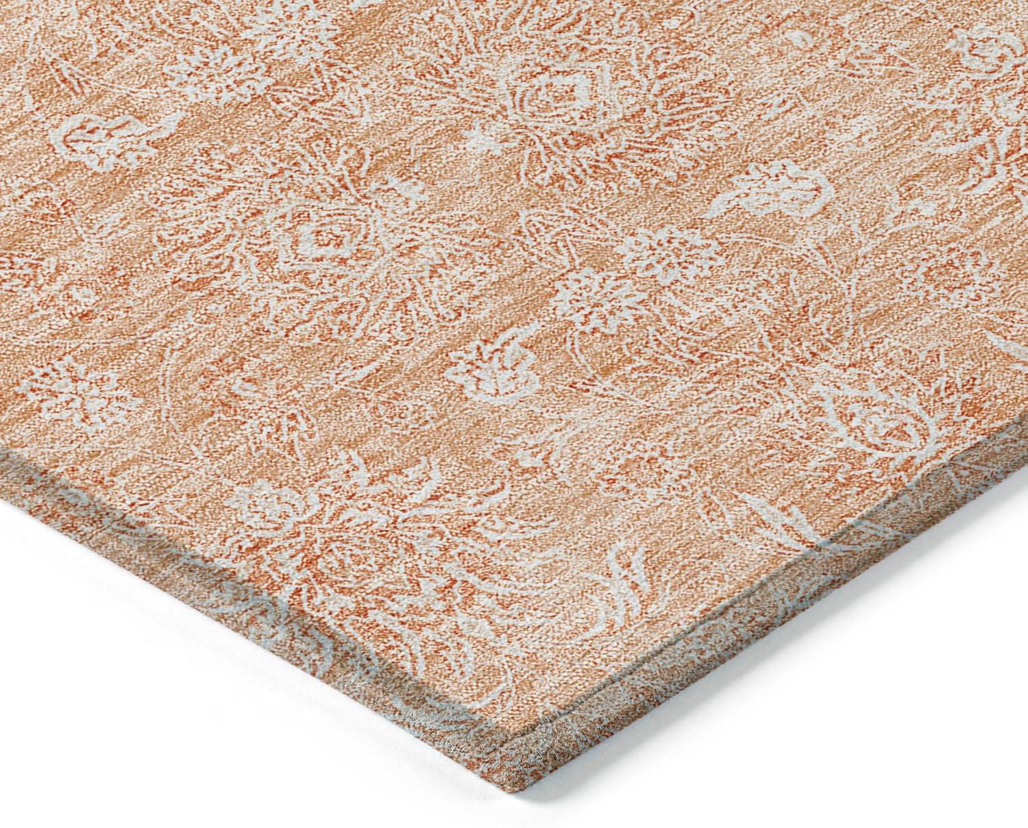 Peach Rectangular Synthetic Flat Woven Indoor Outdoor Rug