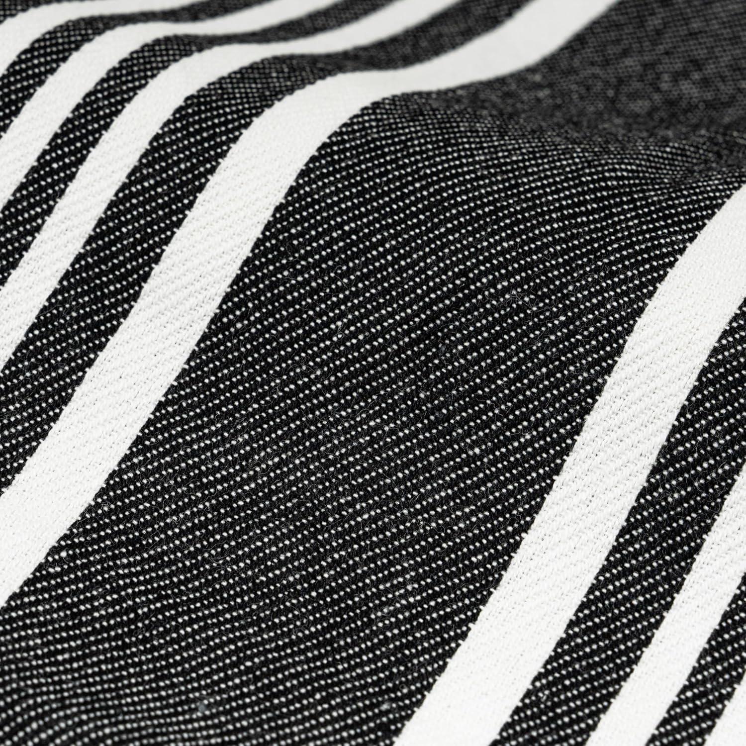 Black and White Striped Cotton Kitchen Towel Set