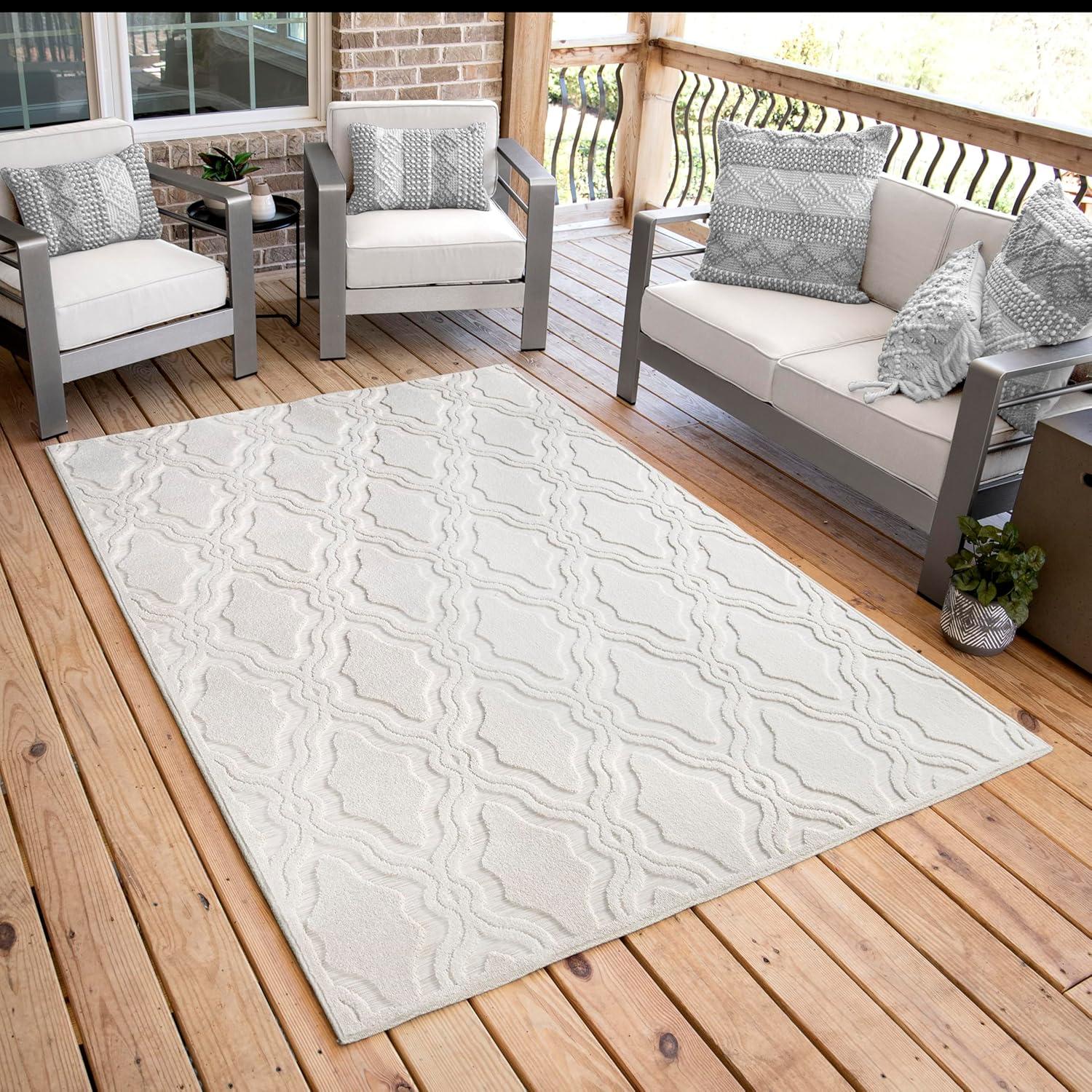 My Texas House Cotton Blossom Natural High Low Indoor Outdoor Rug