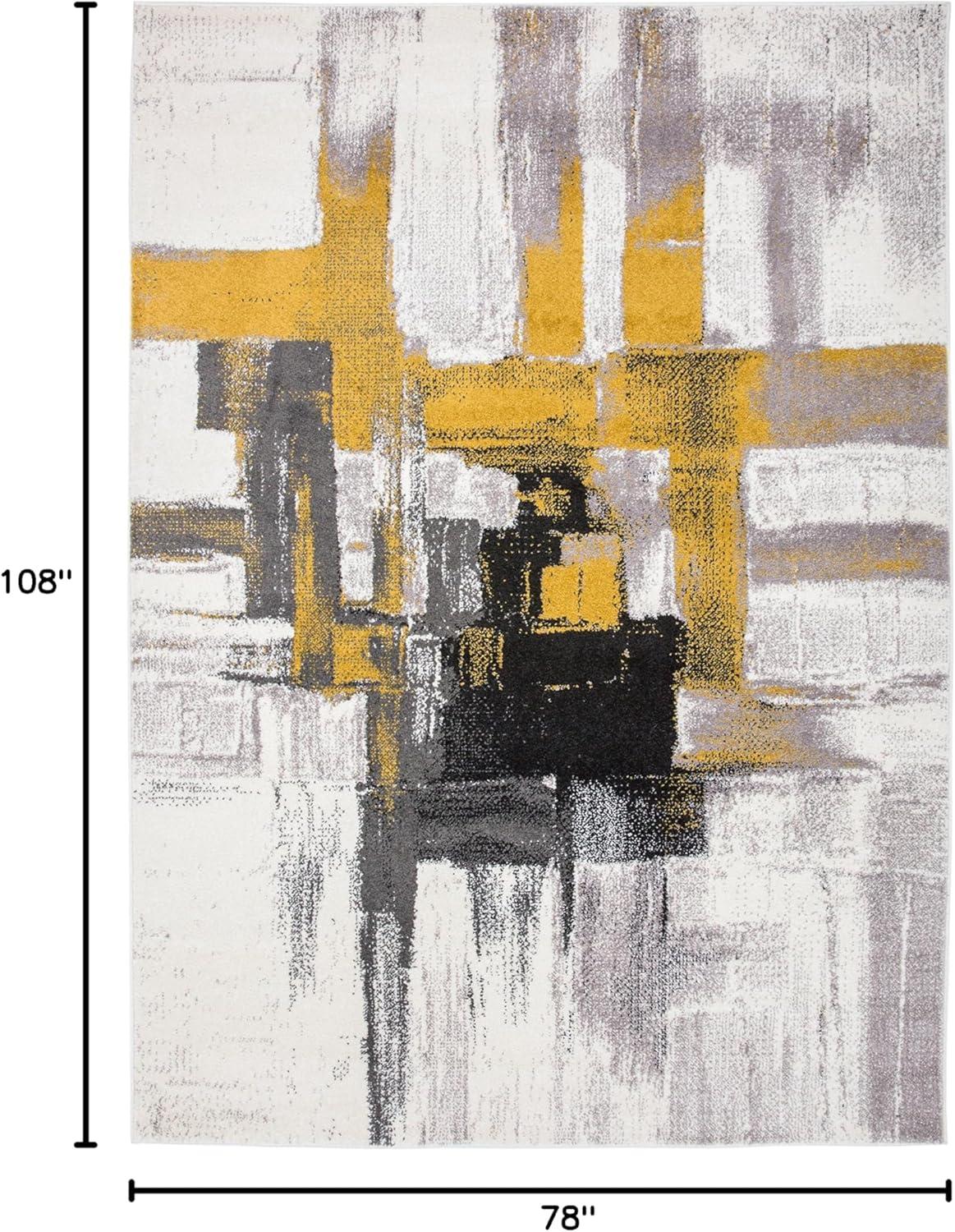 World Rug Gallery Contemporary Modern Abstract Gold 6'6" x 9' Area Rug