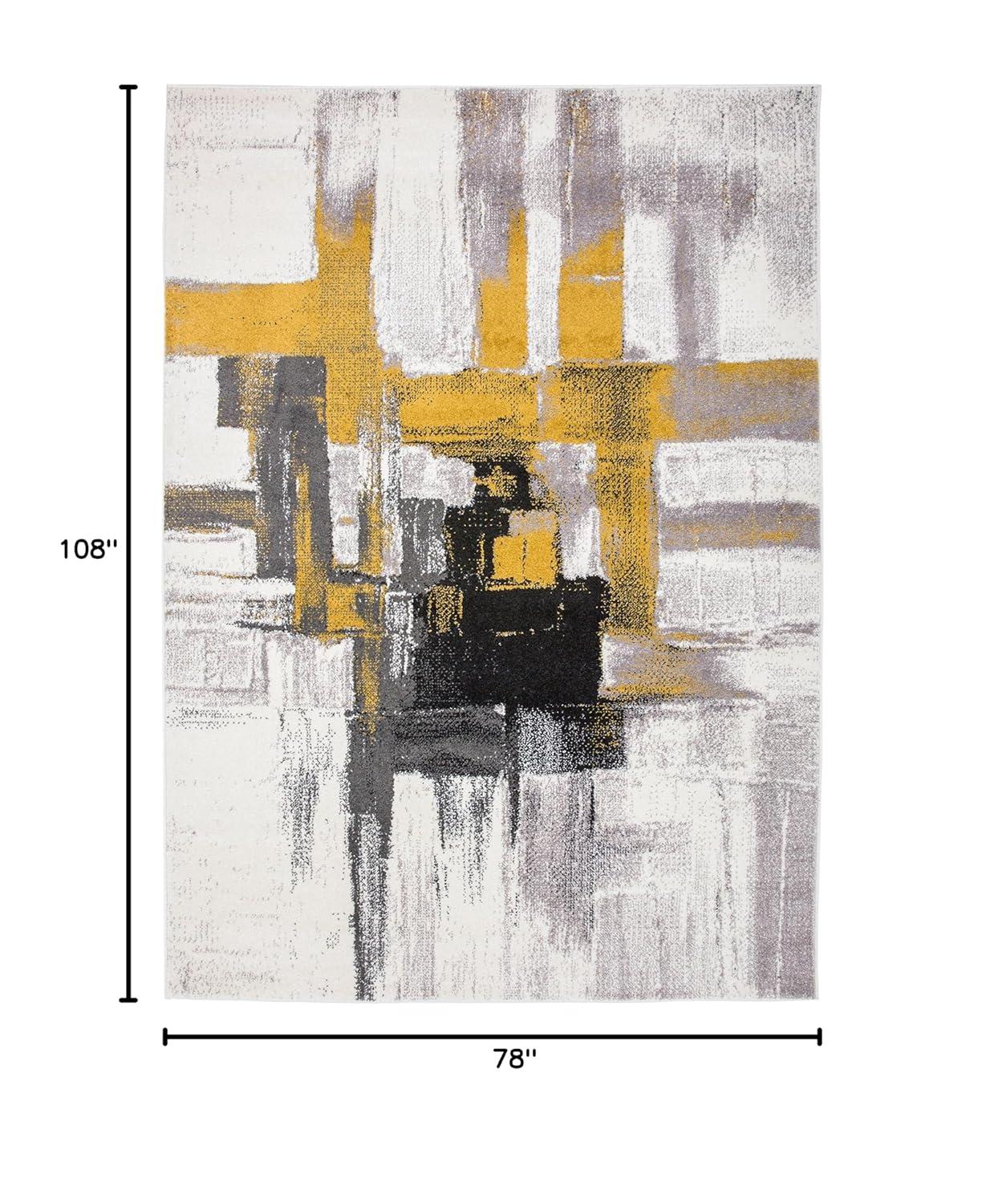 World Rug Gallery Contemporary Modern Abstract Gold 6'6" x 9' Area Rug