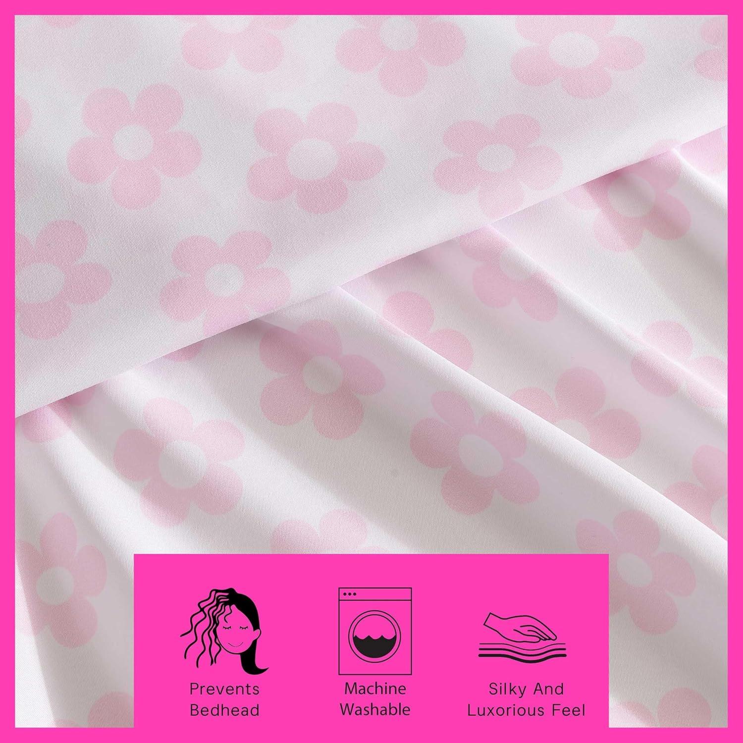 Betsey Johnson Retro Daisy Pink King Sheet Set