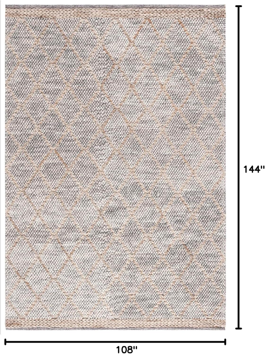 Ivory and Natural Flat Woven Wool Area Rug 9' x 12'