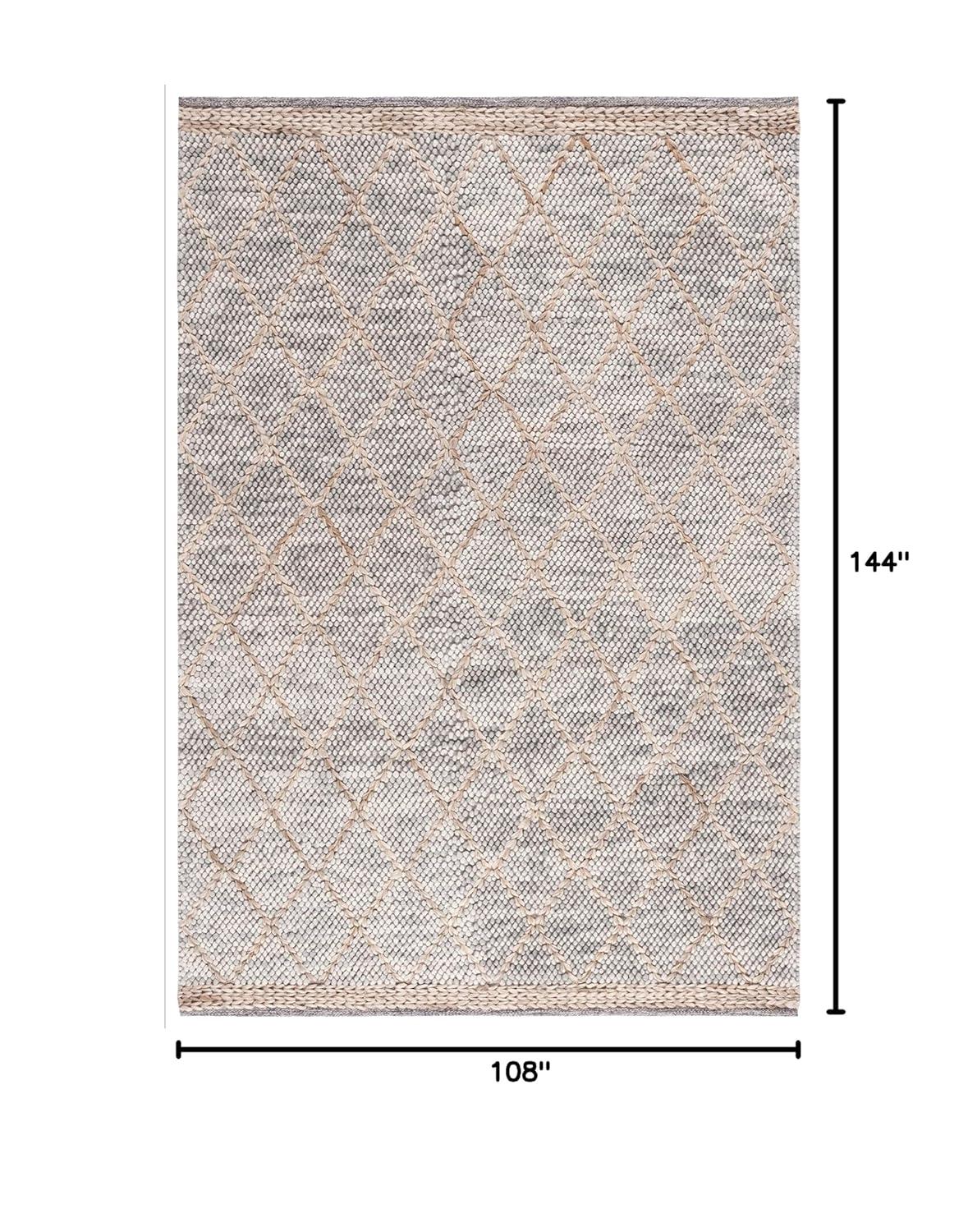 Ivory and Natural Flat Woven Wool Area Rug 9' x 12'