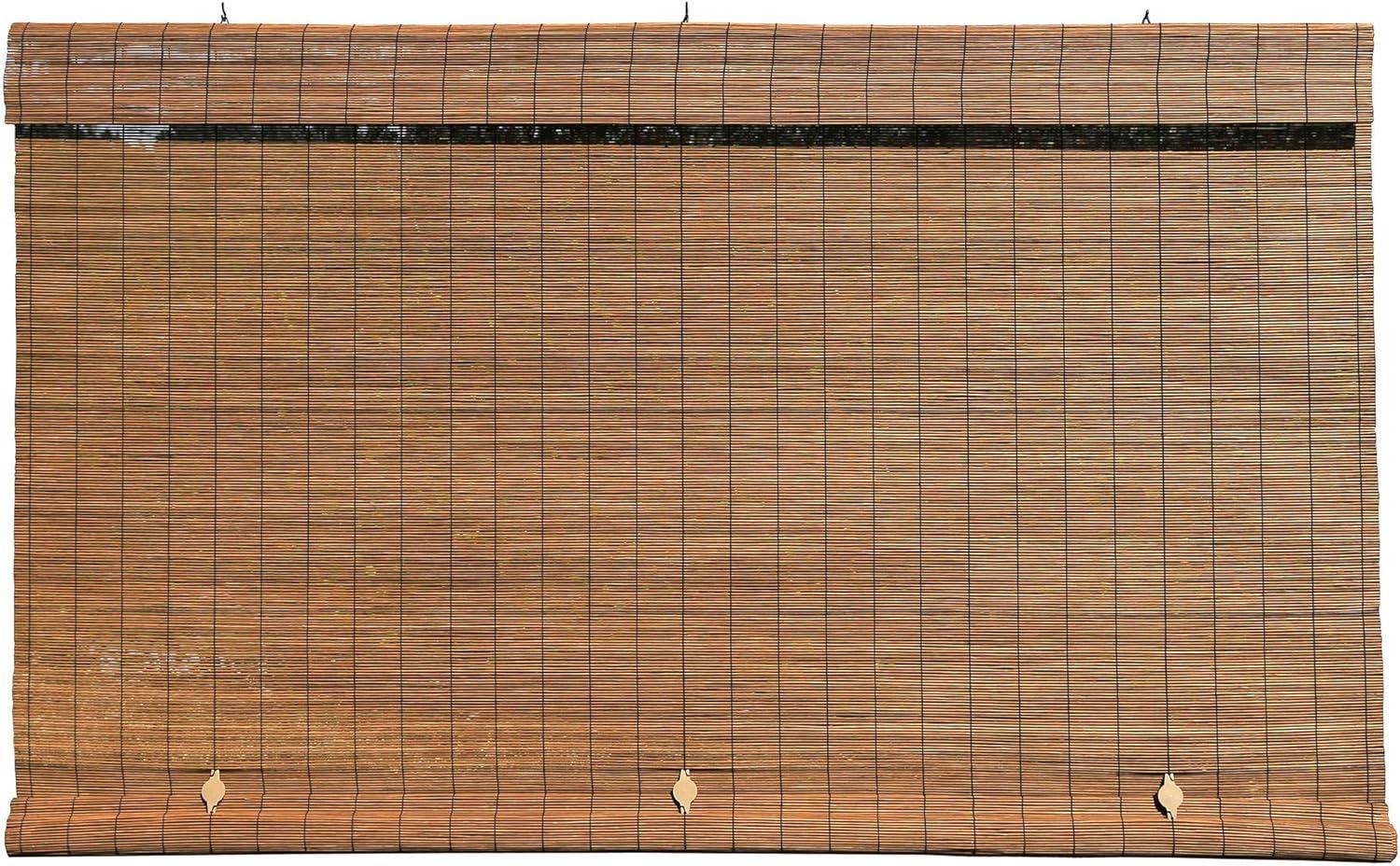 36" x 72" Outdoor Imperial Matchstick Rayon from Bamboo Cord-Free Natural Rollup Blinds Fruitwood - Radiance: Light Filtering, Spot Clean