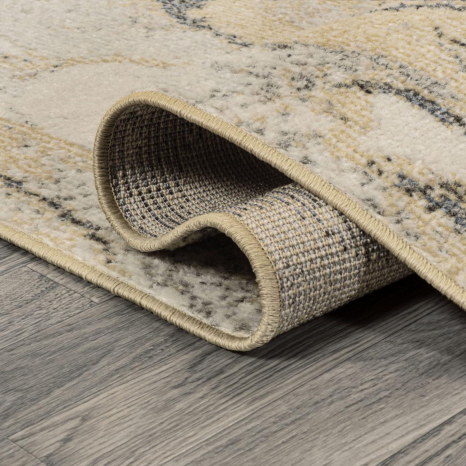 5' x 8' Marmo Abstract Marbled Modern Area Rug, Gold/Gray - JONATHAN Y