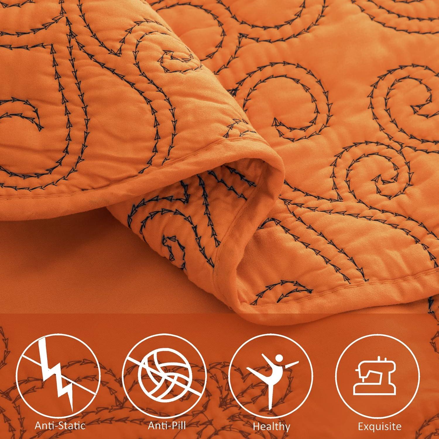 Home Soft Things Damask Embroidery Oversized 4 Piece Quilt Set